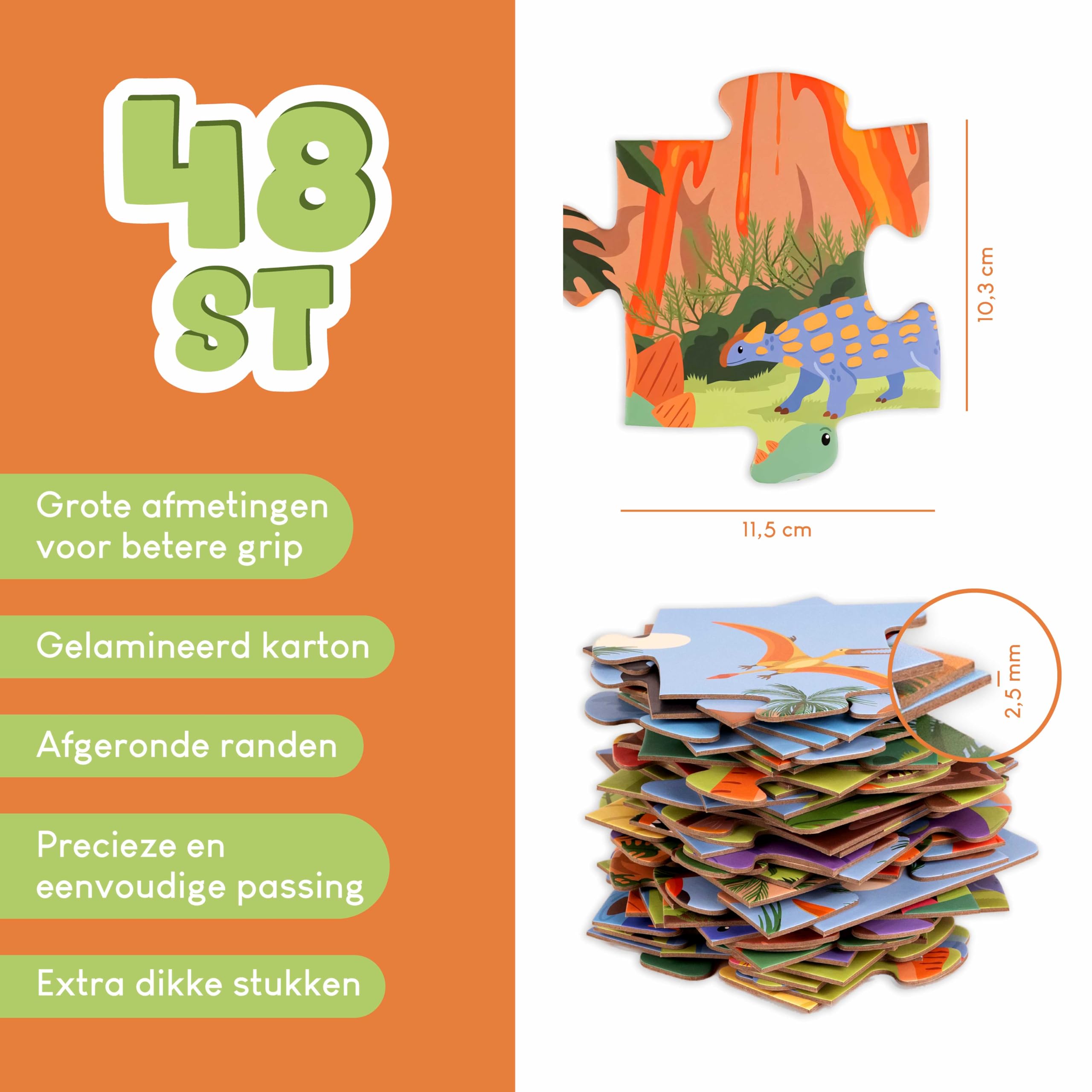 BONNYCO Giant Floor Puzzle of Dinosaurs with 48 Large Pieces. Jigsaw Puzzles for Kids 36.2 x 24.4 in - Image 3