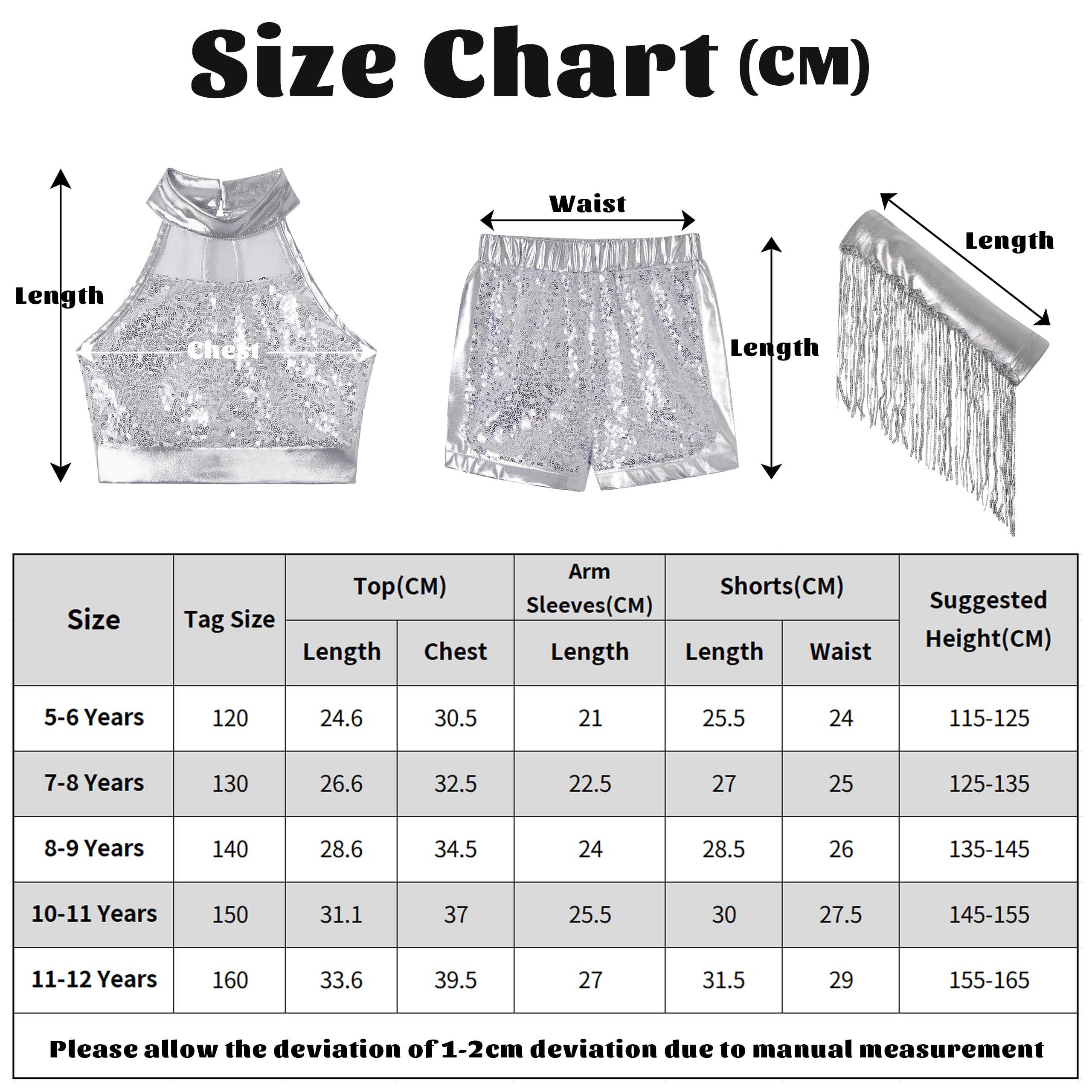 LOLANTA Costume de Danse Filles à Paillettes, Tenue Hip Hop Jazz Brillante, Vêtements de Danse Streetwear Enfant avec Top Court Sans Manches et Short
