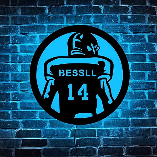 Miniatura 10 de Letrero de neón de jersey de fútbol personalizado, decoración para colgar en la pared, regalo de cumpleaños para hijo amante del fútbol, arte de