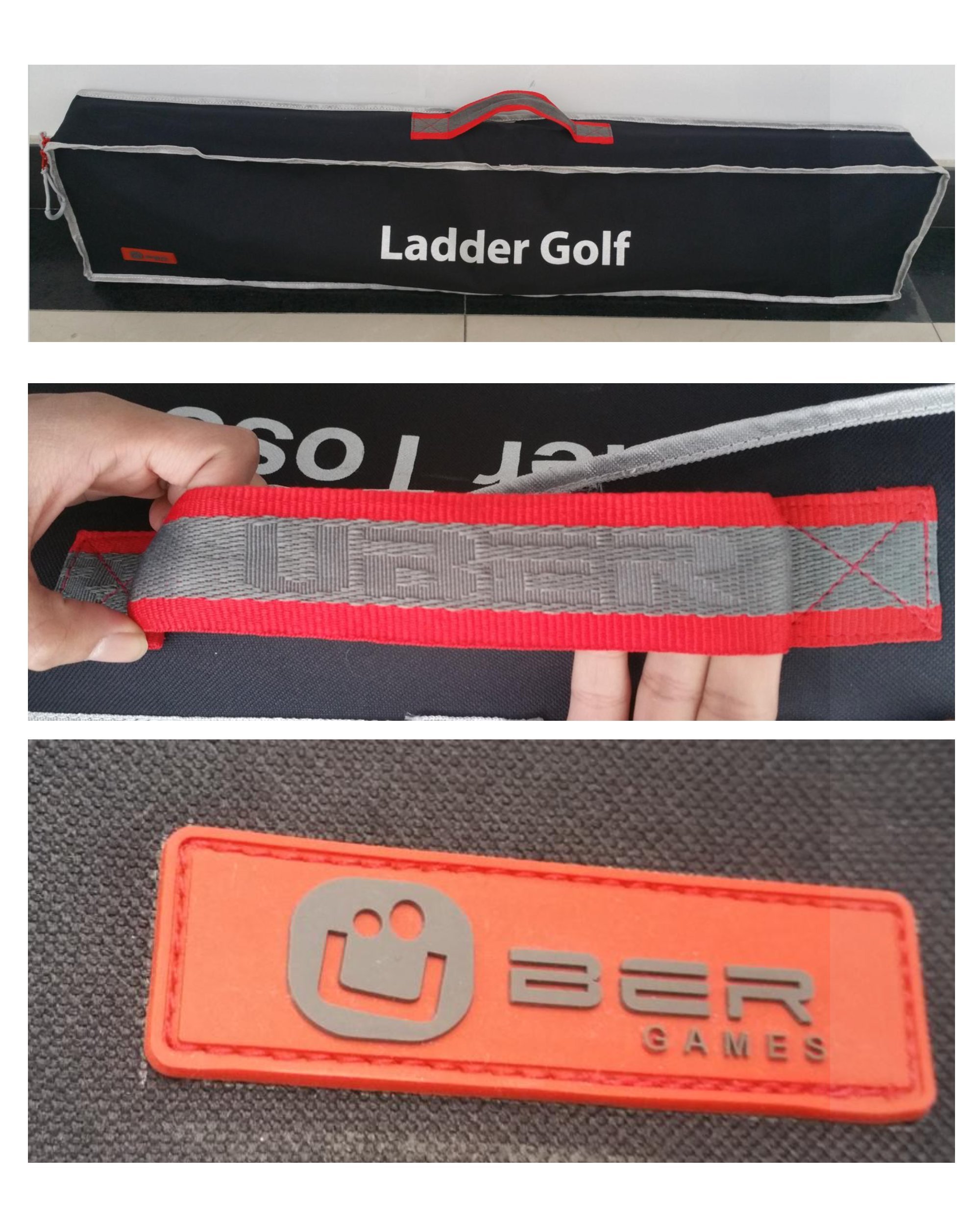 Ubergames Juego de golf de escalera Spinladder, pelotas blandas rojo y azul, en bolsa de transporte, adecuado para interiores y exteriores