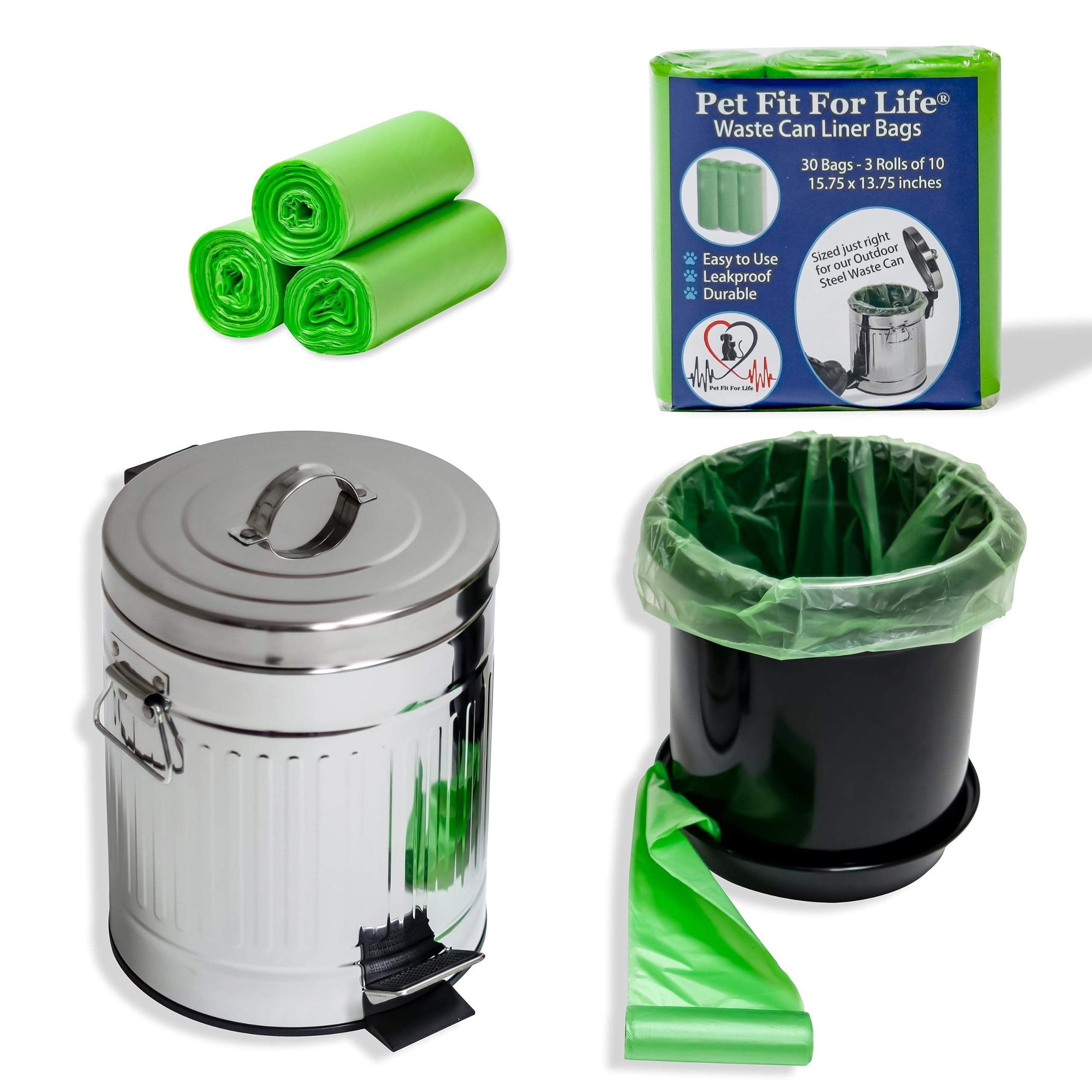 Pet Fit For LifeSmall Waste Can and Bag Refill Bundle