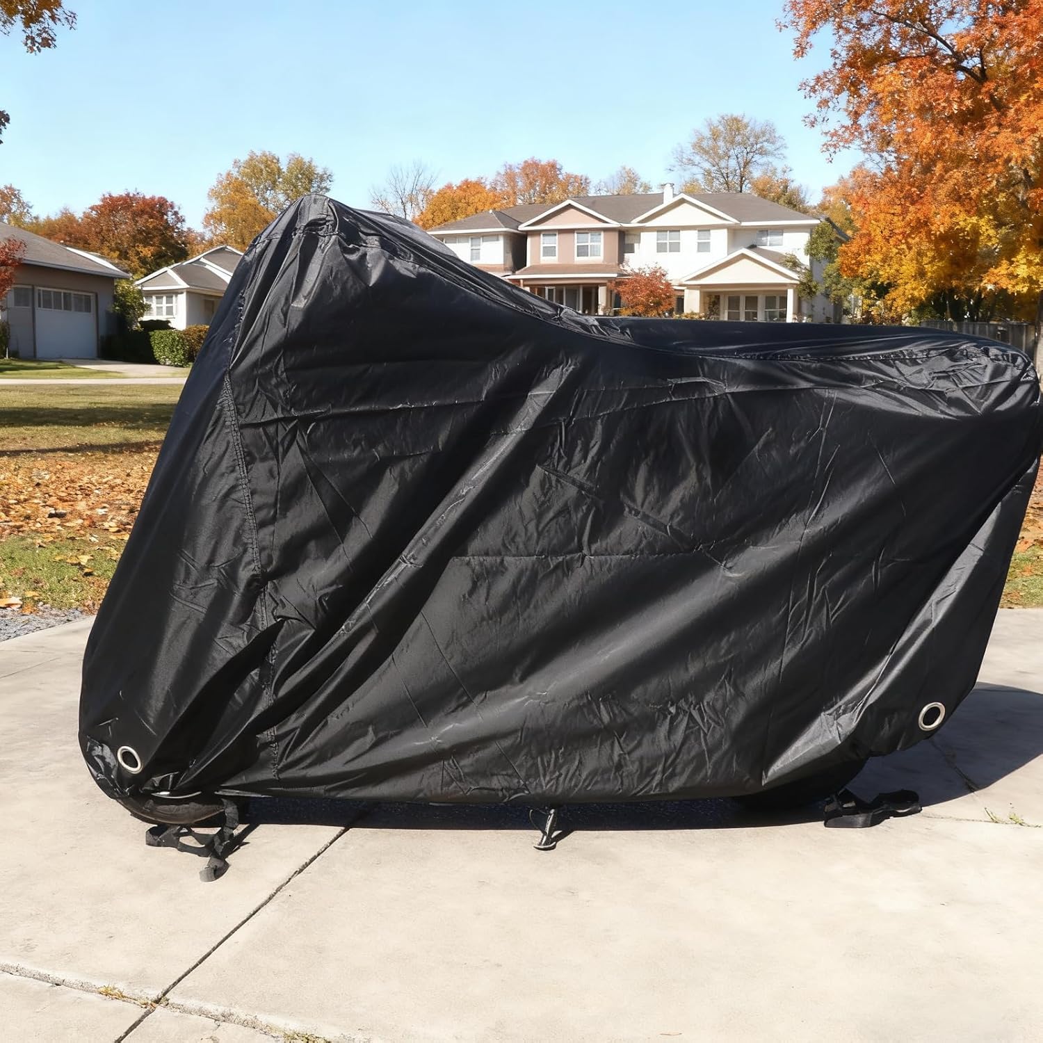 XYZCTEM Moped Cover, Vespa Cover Waterproof Outdoor, for Small Scooter Cover Outdoor Protection Against Water, UV, Wind, Fit for Honda 50CC 60'' to 72" L Motorcycle Cover, Black - Image 9