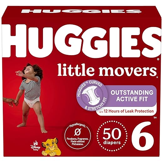 Huggies Size 6 Diapers, Little Movers Baby Diapers, Size 6 (35+ lbs), 50 Count (2 packs of 25), Packaging May Vary