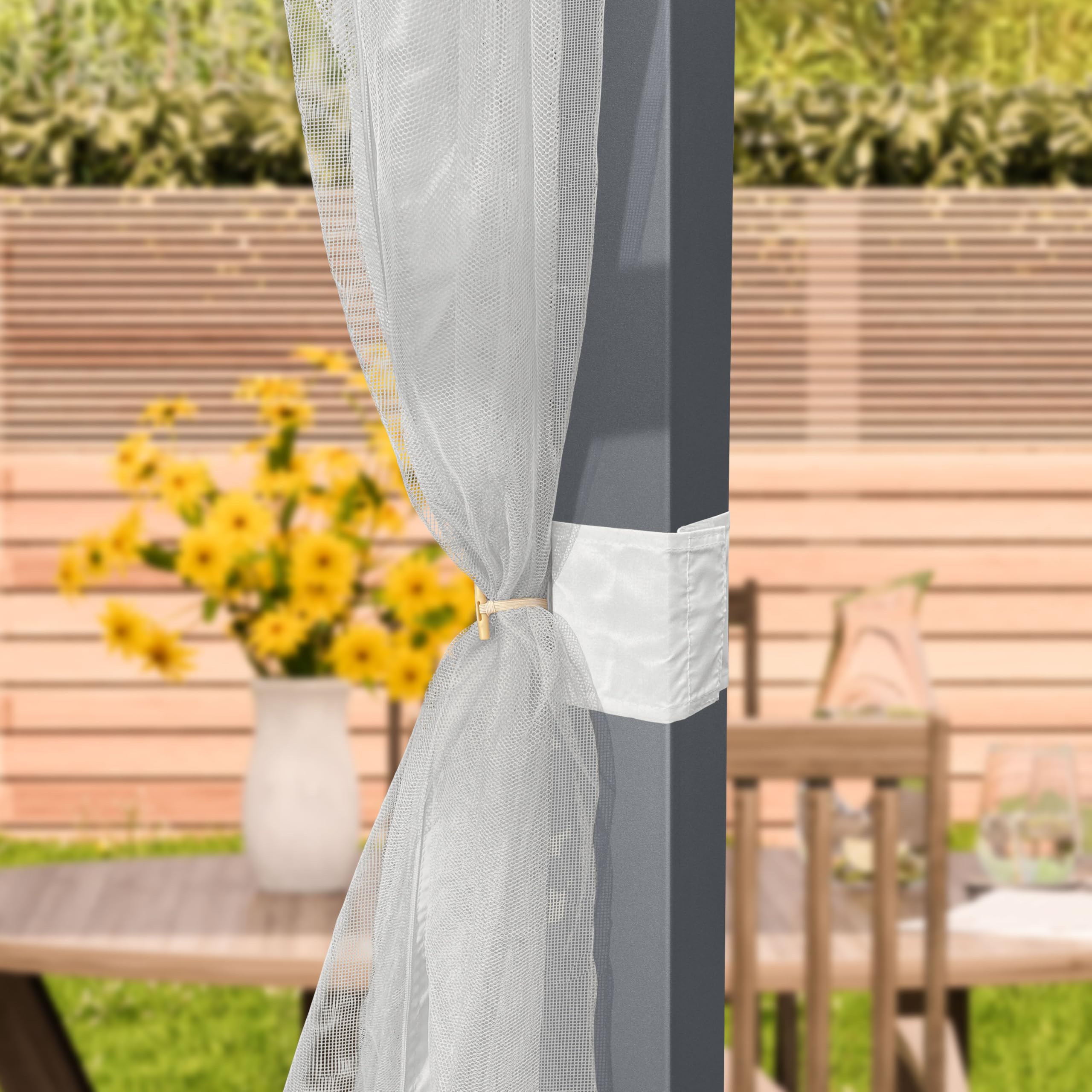PRIMEYARD Moskitonetze für Pergola Classic 3x3 m - Polyester - mit Schienensystem und Reißverschluss - grau