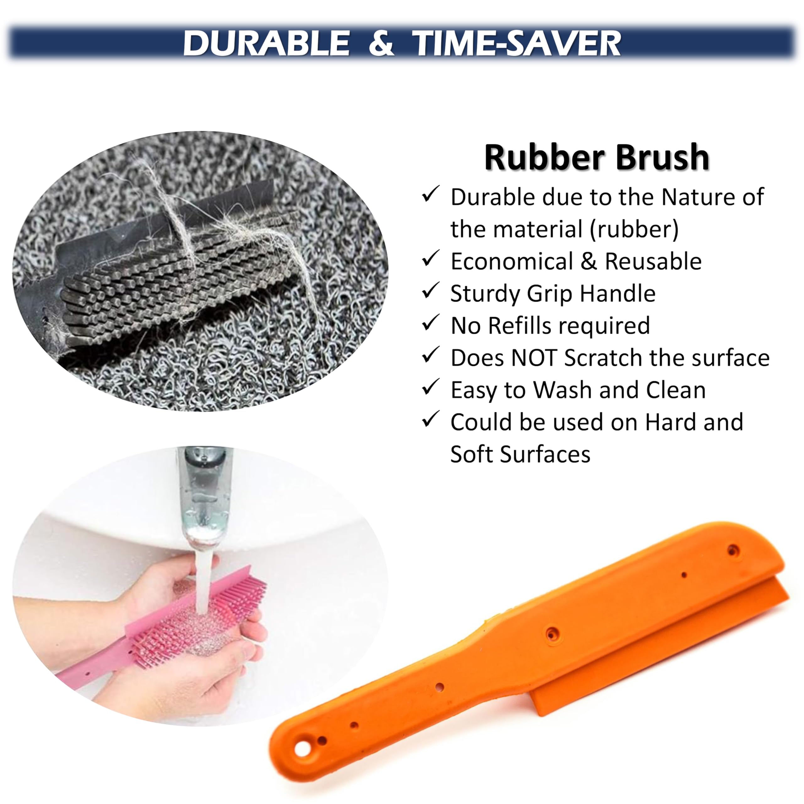 2 in 1: Professional Multi-Use Pet Hair Remover RUBBER BRUSH to Broom Outdoor & Indoor, Blue - Image 4