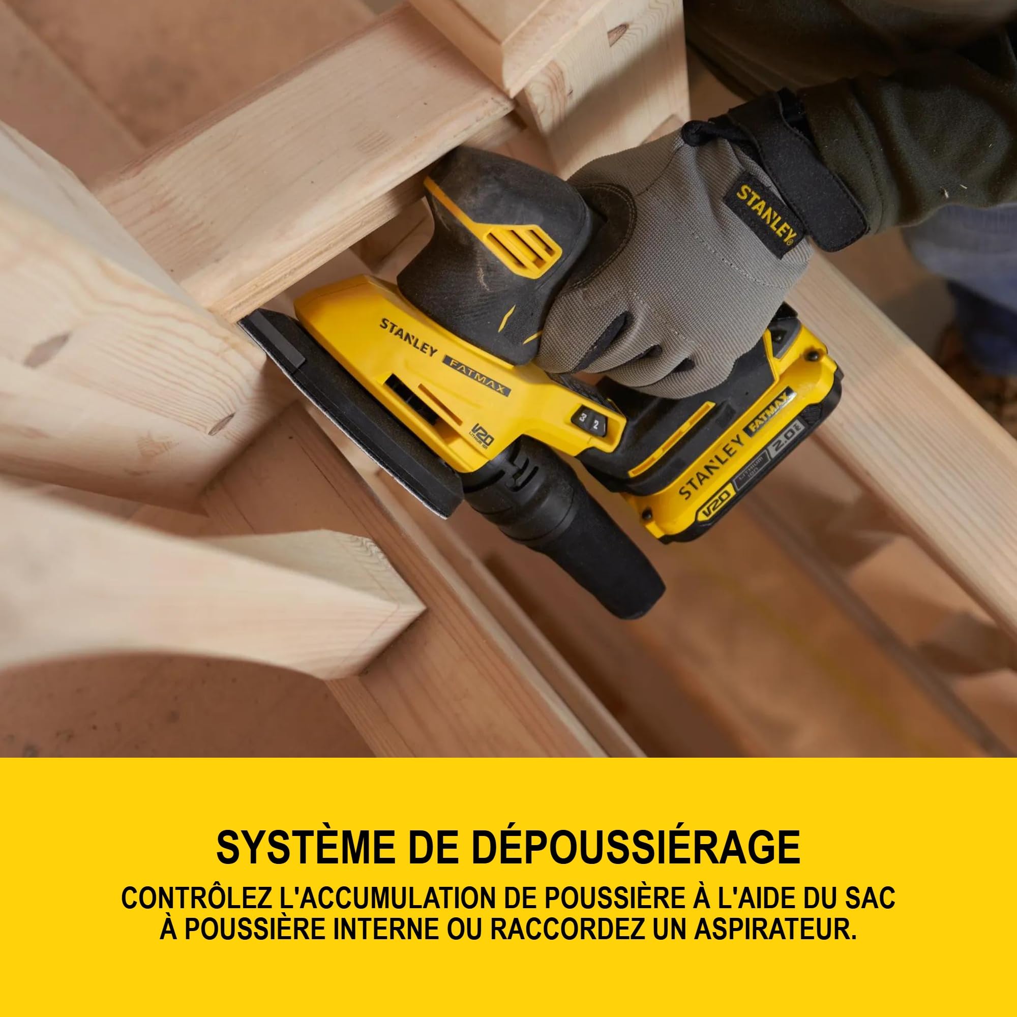 STANLEY FATMAX V20 Ponceuse de détail sans fi lbrushless, SFMCW221B-XJ