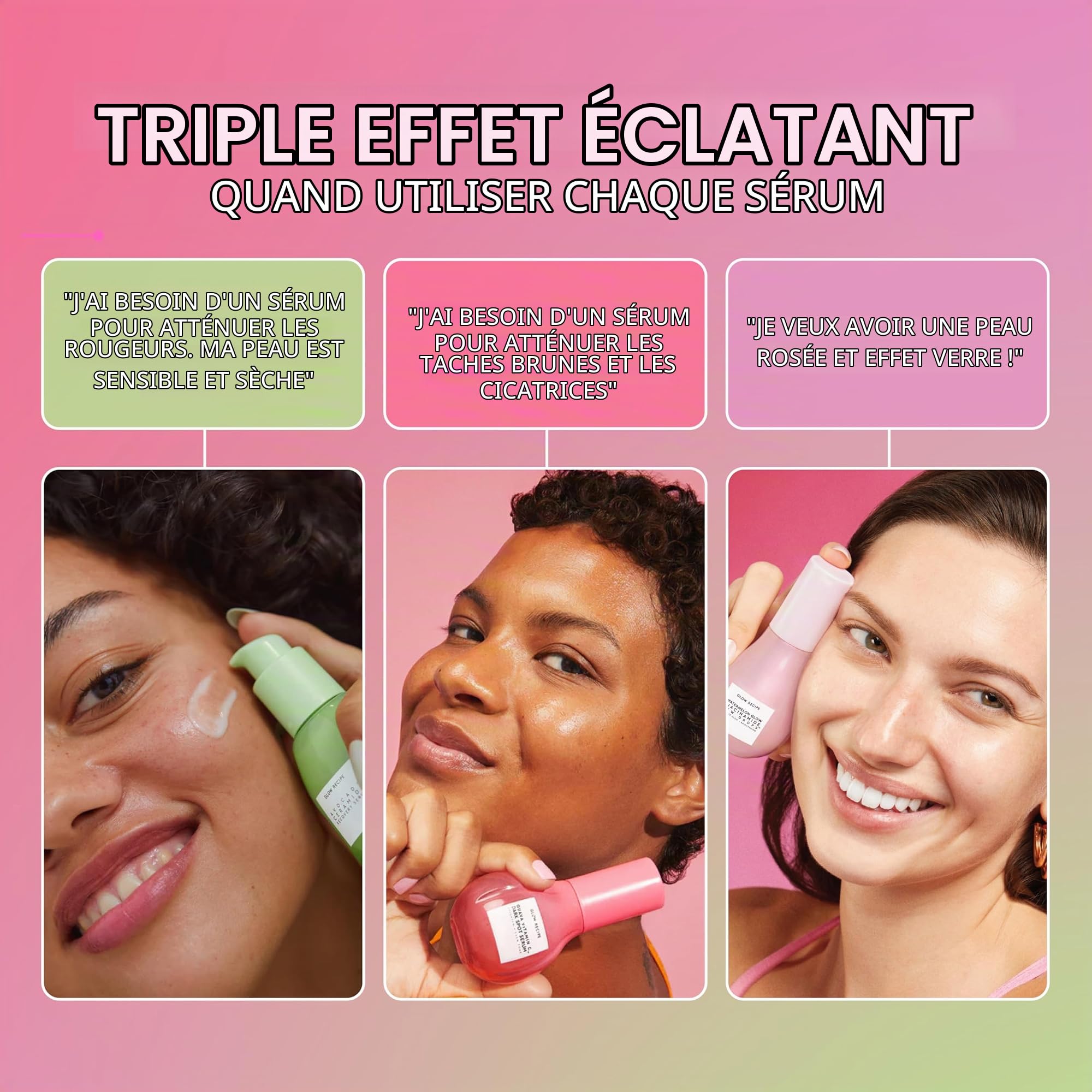 Coffret cadeau de soins de la peau pour fête avec sérum visage Niacinamide Dewdrop Sérum visage avec céramides d'avocat et sérum pour taches de goyave foncée