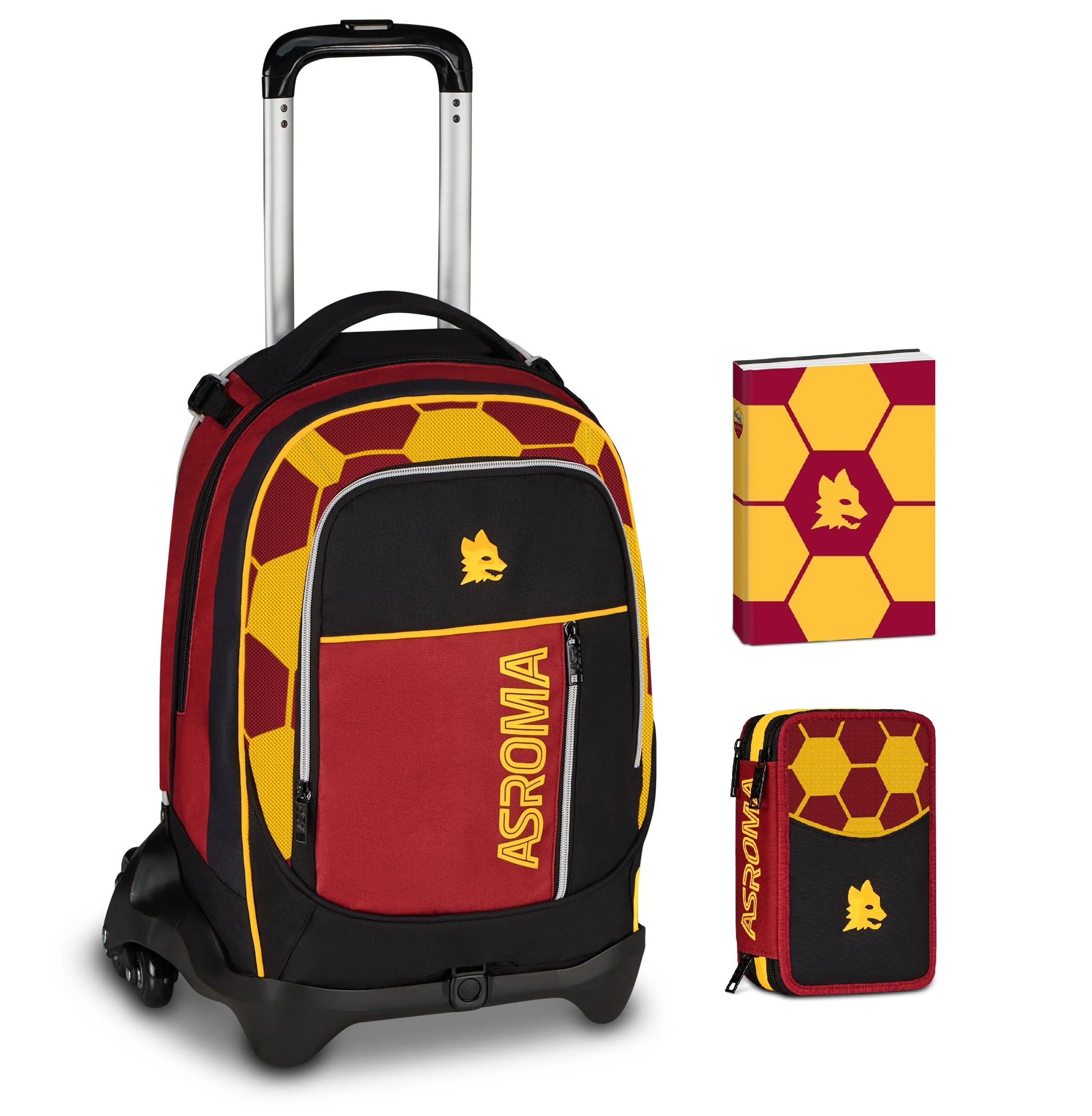 Trolley Jack-3WD Scuola Roma con zaino staccabile By Seven + astuccio 3 piani completo + Diario 2026/2027