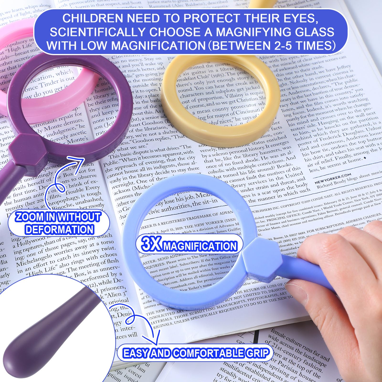 Saysurey 12 Pcs Magnifying Glass for Kids Shatterproof Science Jumbo Magnifiers with Stand Plastic Handheld Magnifying Glass Preschool Science Toys for Observation Classroom Students Autistic Children - Image 3