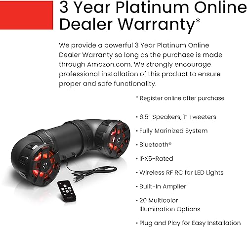 Miniatura 13 de BOSS Audio Systems Sistema de sonido ATV8BRGB ATV UTV – Altavoces de 8 pulgadas, tweeters de 1.5 pulgadas, rango completo, IPX5 resistente a