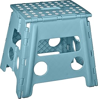 Folding Step Stool, 13 Inch - Anti-Skid Step Stool is Sturdy to Support Adults and Safe Enough for Kids. Opens Easy with One Flip. Great for Kitchen, Bathroom, Bedroom, Kids or Adults. (Teal)