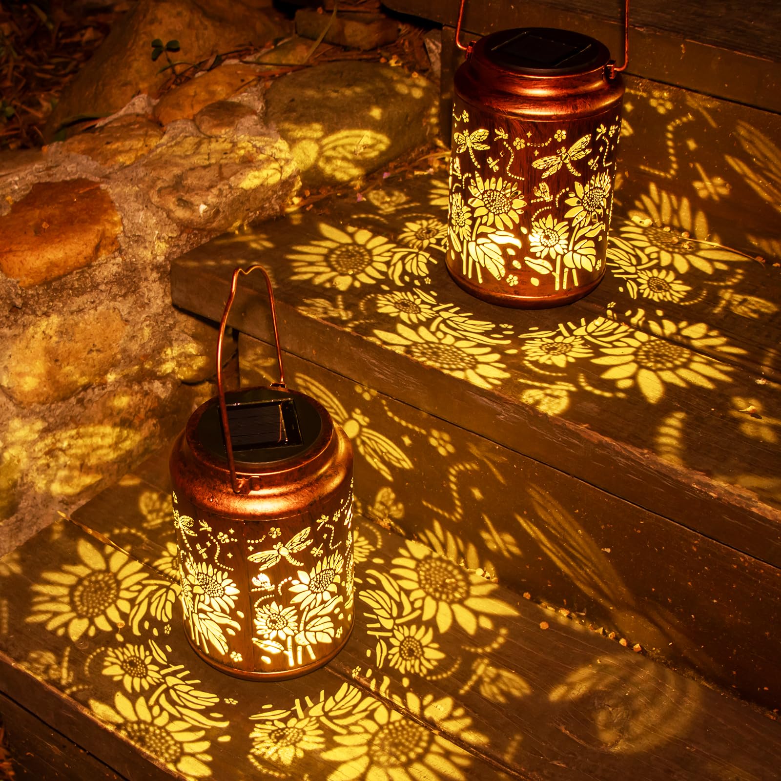 Sonnenblumen Solarlampen für Außen, wasserfeste Metall-Hängelichter für Garten, Terrasse - Perfekte Geburtstags- und Gartengeschenke für Frauen, Mütter & Großmütter