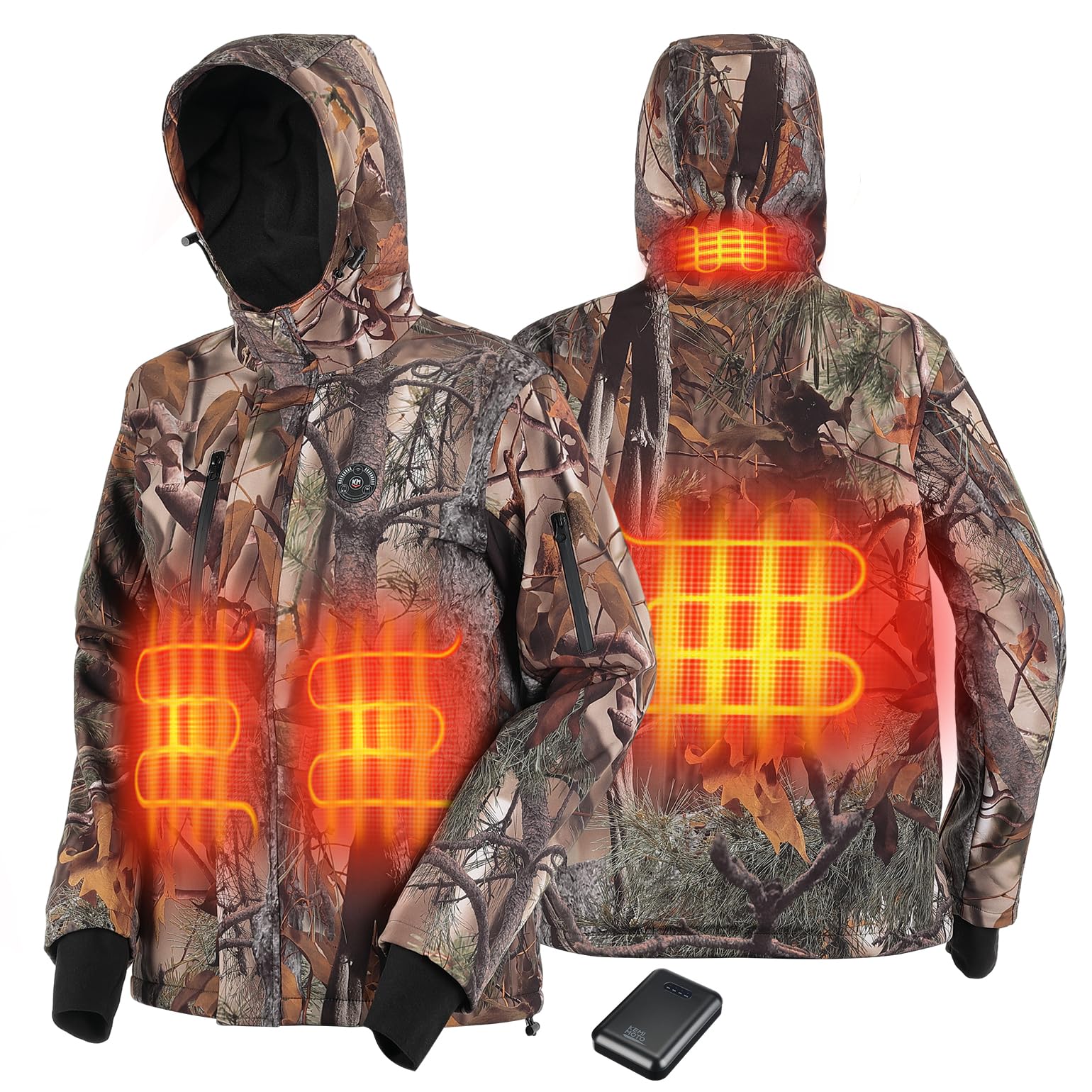 KEMIMOTO Veste Chauffante, Gilet Chauffant Homme Femme Lavable Gilet Chauffant Electrique USB avec Batterie Externe 9600mAh pour Moto Ski Pêche Randonnée 3 Niveaux de Température Réglable