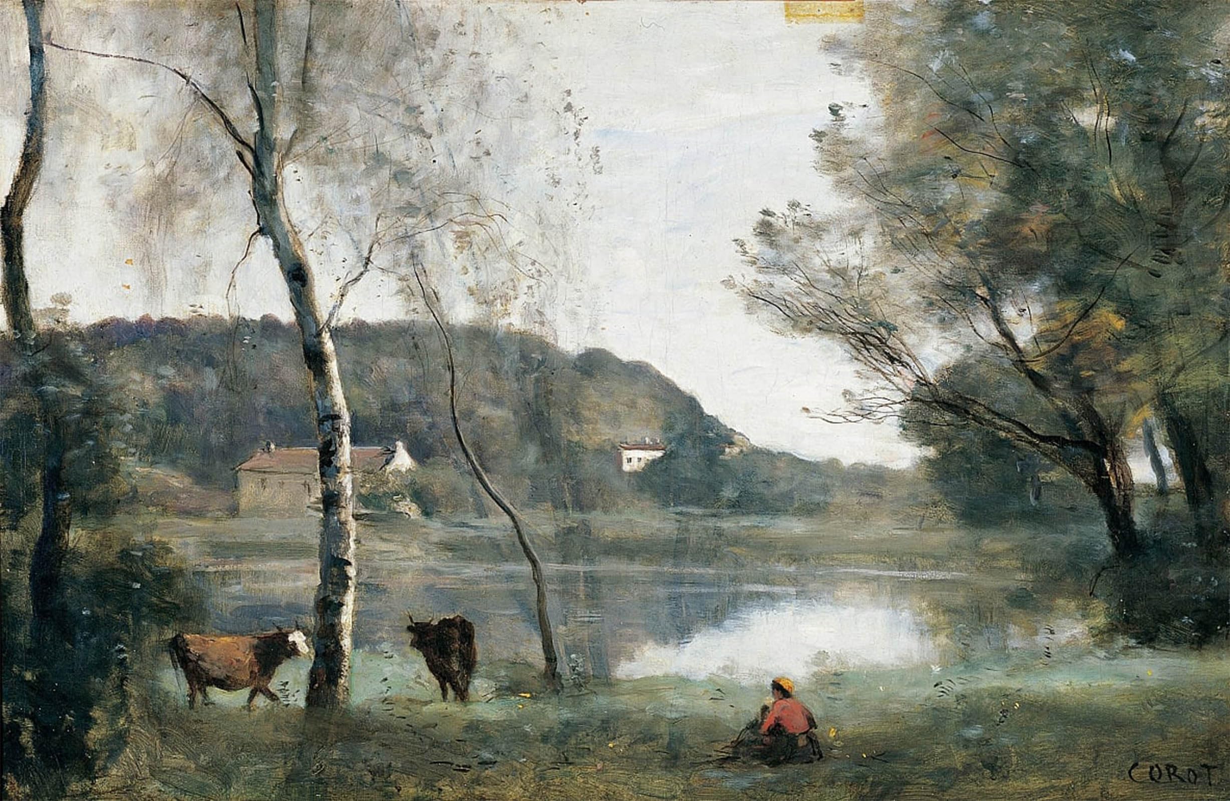 SERENDIPITP Vintage Picture Print on Canvas Wall Art Poster Jean-Baptiste Camille Corot by Jean Baptiste Camille Corot Artwork Print Poster for Wall Decor 60x90cm