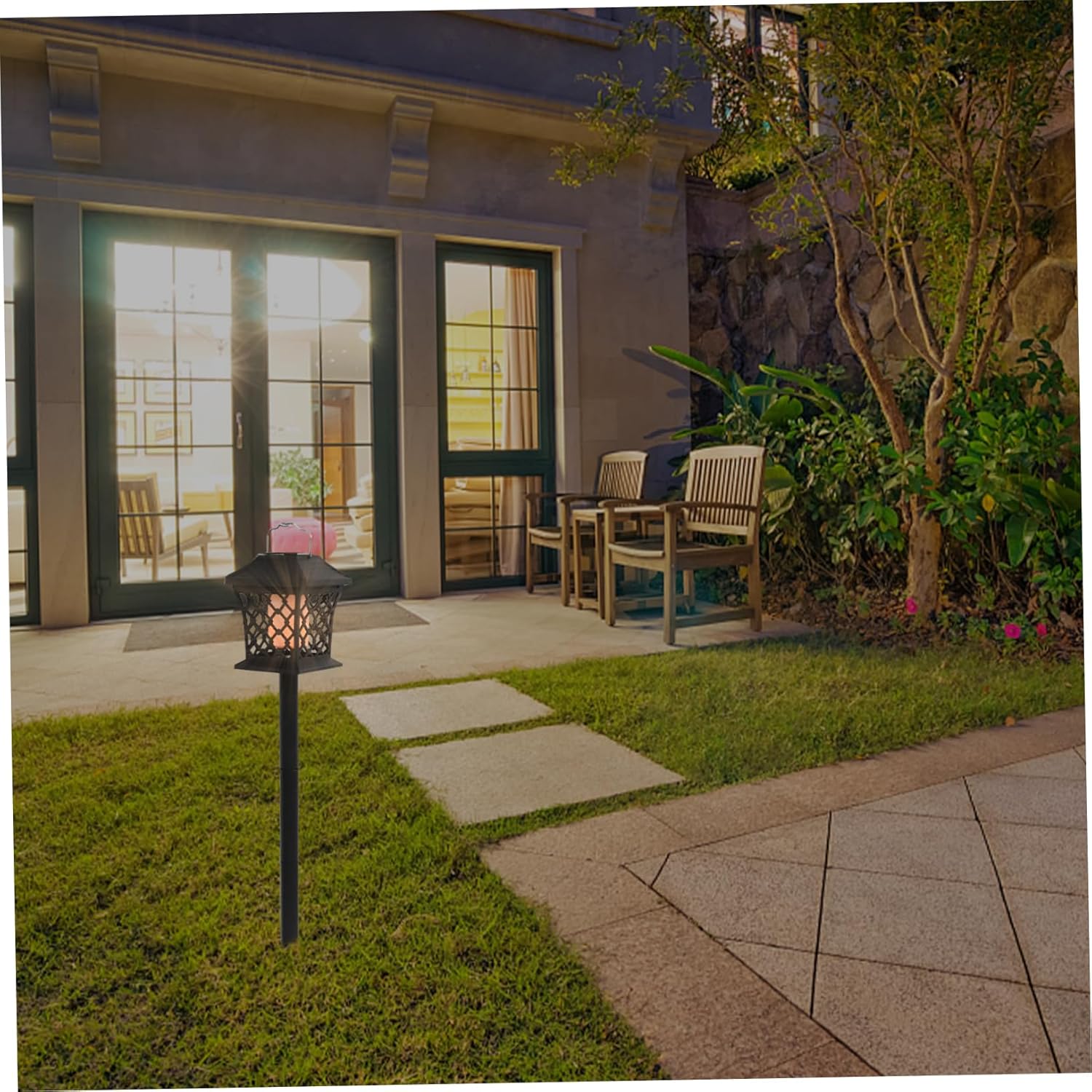 Mipcase 2pcs Solar Garden Lights Ground Plug Solar Lamps Weatherproof Outdoor Stake Lights Led for Pathways Pool Garden Bench Patio Fence Deck