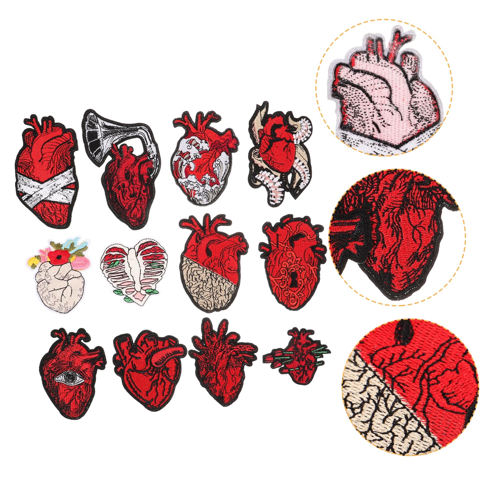 SHINEOFI 5 Set Patch Per Ricami Cardiaci Per Riparare Il Tessuto Vestiti A Forma Di Cuore Riparazione Toppe Ricamate Applique Cucire Toppe Per Vestiti Moda Cerotti Stoffa 12 Pezzi*5
