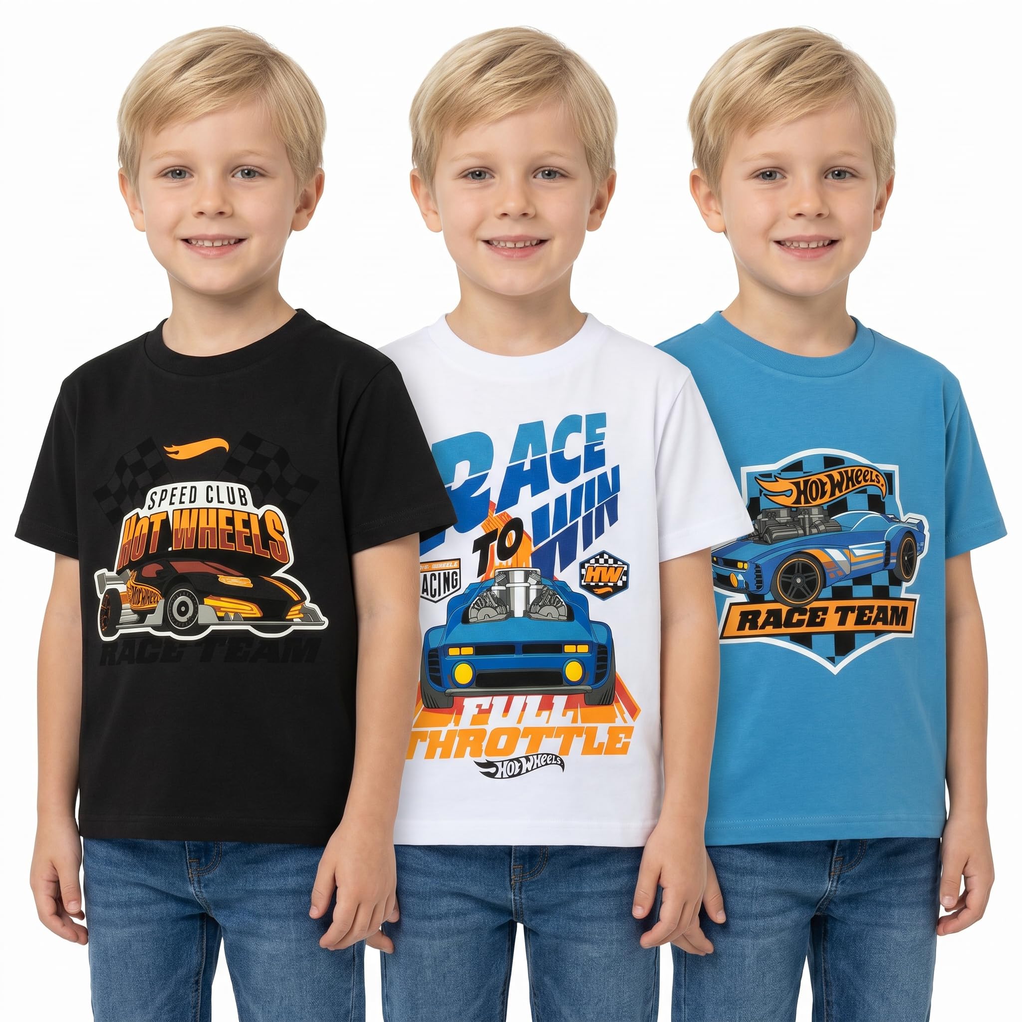Hot Wheels Confezione da 3 magliette a maniche corte per ragazzi, confezione da 3, abbigliamento ufficiale