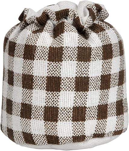 Miniatura 3 de Yoption Funda para patas de silla, de lino y algodón a cuadros café, fundas protectoras para patas de muebles, almohadillas antideslizantes