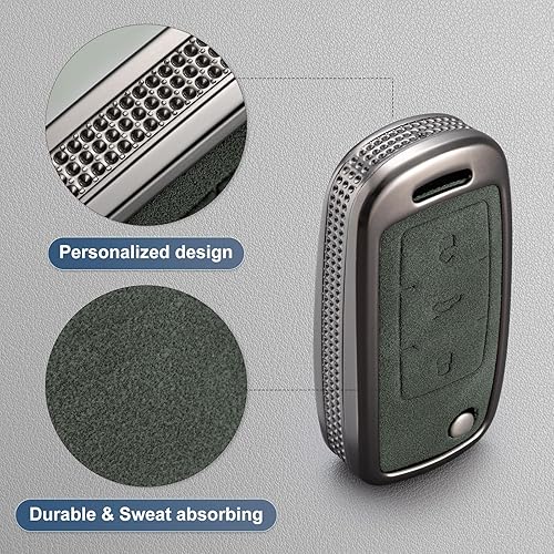 Miniatura 4 de YO&YOYE Funda compatible con llavero Volkswagen con llavero de piel protectora para VW Jetta Golf Polo MK6 Passat Tiguan Beetle (modelo 4, verde)