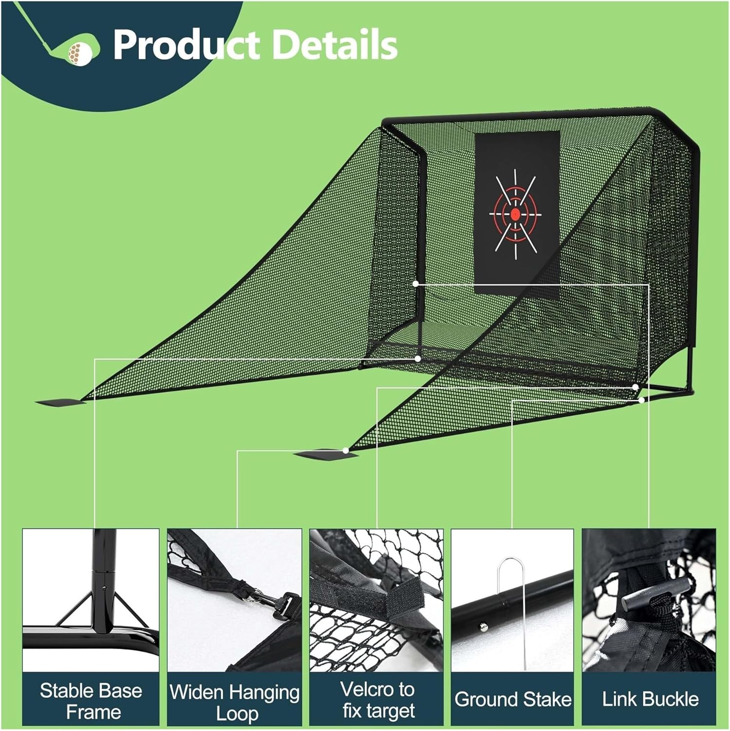 10x7FT Golf Hitting Net for Real Balls, Outdoor & Indoor Training Net with Auto Ball Return & Side Barriers, Heavy Duty Driving Net for Backyard Garage Chipping Practice