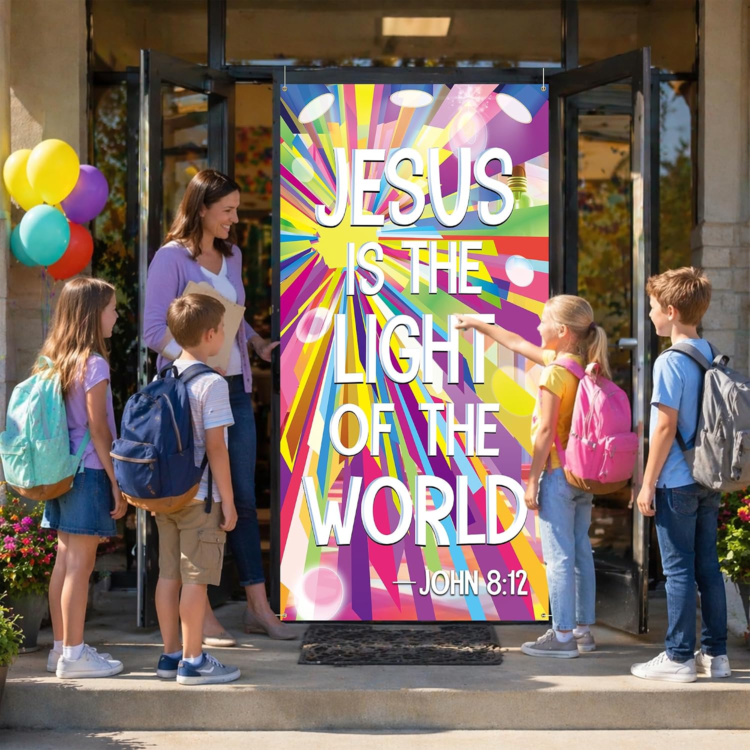 2026 VBS Door Cover Banner Set Religious Christian Door Cover Vacation Bible School Backdrop Banner Bible Verse Decorations for Summer Vacation Church School Classroom Decor