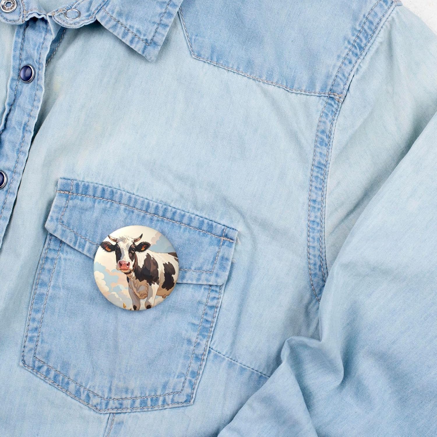 Dairy Cow Button Pins 1 Pc, 2.4 Inch Round Button Badges Metal Personalized Picture Photo Pin Buttons Kit For Craft Supplies Christmas Diy Party Projects image 4