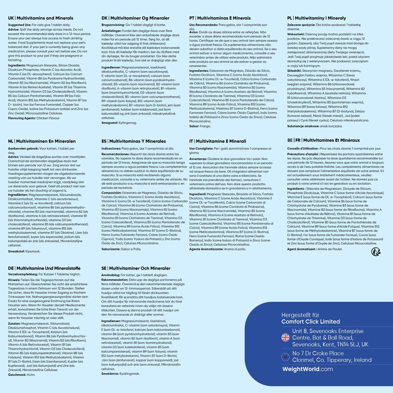Animigo Multivitamine für Katzen - 365 Vitamine Tabletten - Mit Vitamin B Komplex(Biotin, Folsäure), C, D3, Kalzium, Eisen, Kupfer, Jod, Zink - 18 Mineralien & Vitamine für Katzen & Kätzchen Immunität