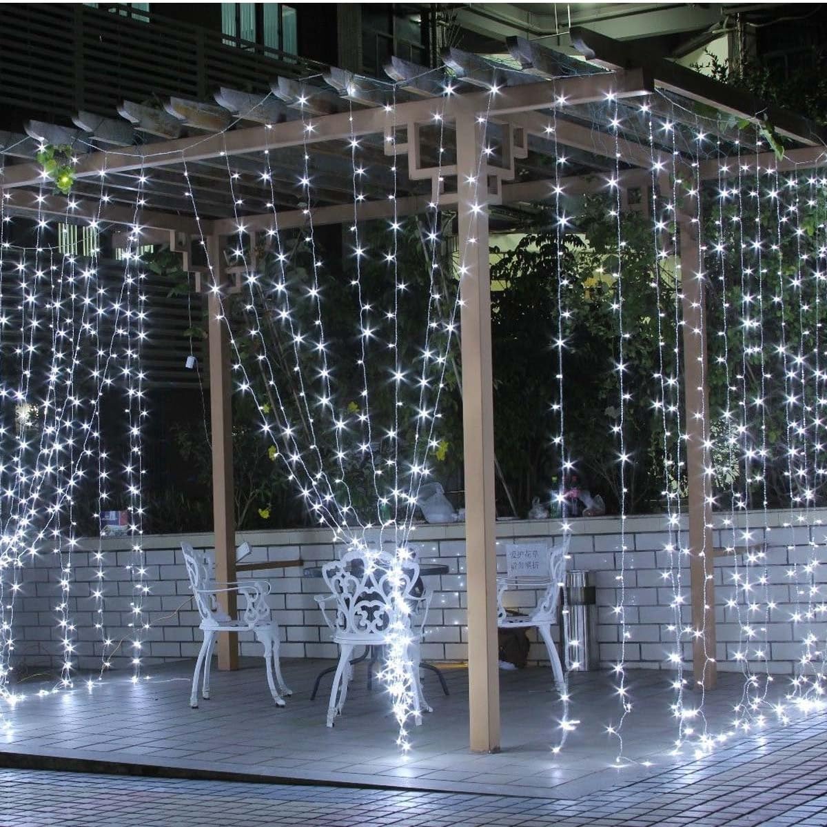 Teeke Curtain Lights, Window Icicle Lights 304 Led 9.8ft*9.8ft Christmas Fairy Strings Lights for Wedding,Valentine's Day, Party, Holiday, Outdoor Wall,Kitchen, Home Garden Decorations White
