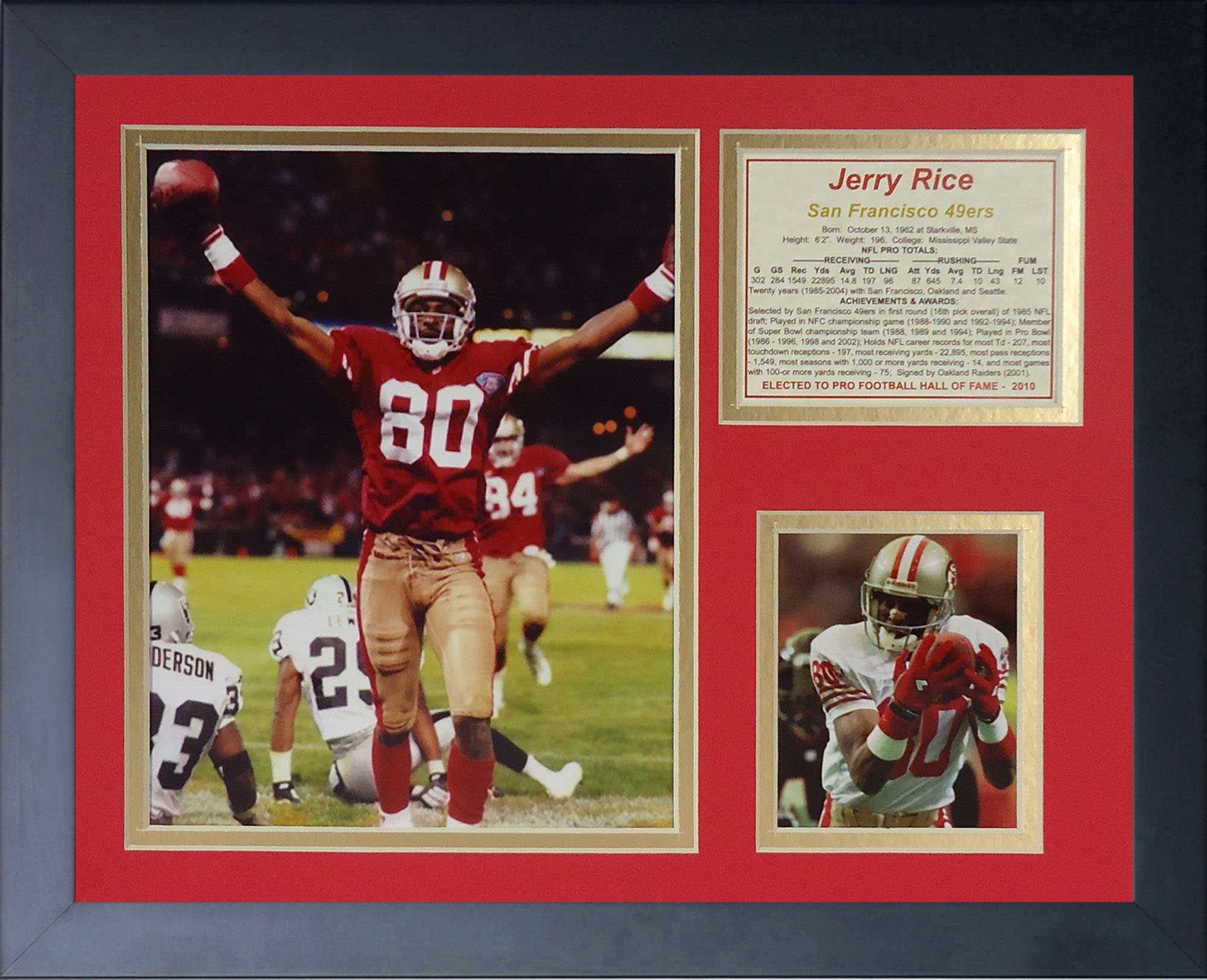 Legends Never Die Jerry Rice Touchdown Framed Photo Collage, 11x14-Inch