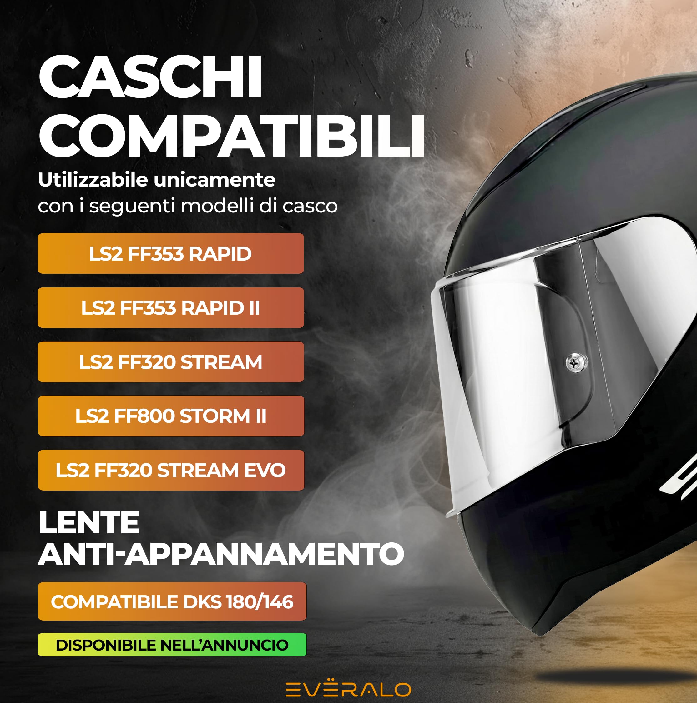 Visiera Compatibile con LS2 FF353 Rapid - Rapid II - FF320 Stream Evo - FF800 Storm - Storm II (Argento Cromo)