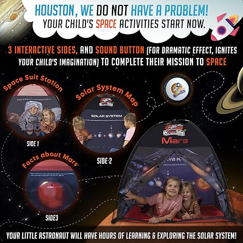 Miniatura 4 de My Space Safari - Tienda de campaña espacial para niños para interiores y exteriores, tienda de campaña interactiva para niños con botón de