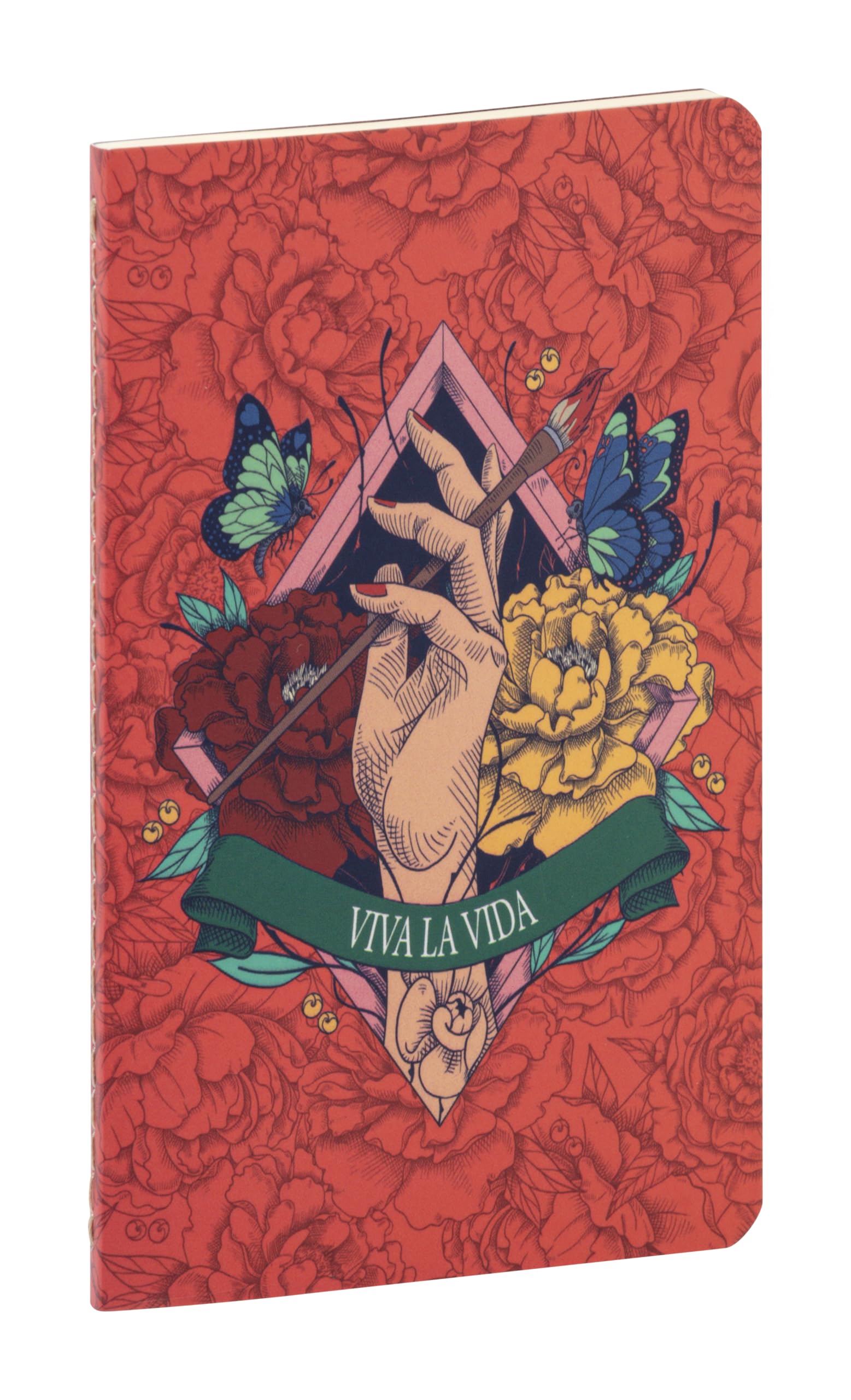 Clairefontaine - 116211C - A Small Notebook Sewn Floral Thread Decor Frida Kahlo - 9x14 cm 96 Lined Pages Ivory Paper 90g - Frida Kahlo Collection - Mixed