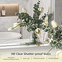 Vista 135 de Hasipu Espejo de baño LED con luces de 40 x 26 pulgadas, espejo de luz con marco de metal negro para tocador, antiniebla, regulable, 3