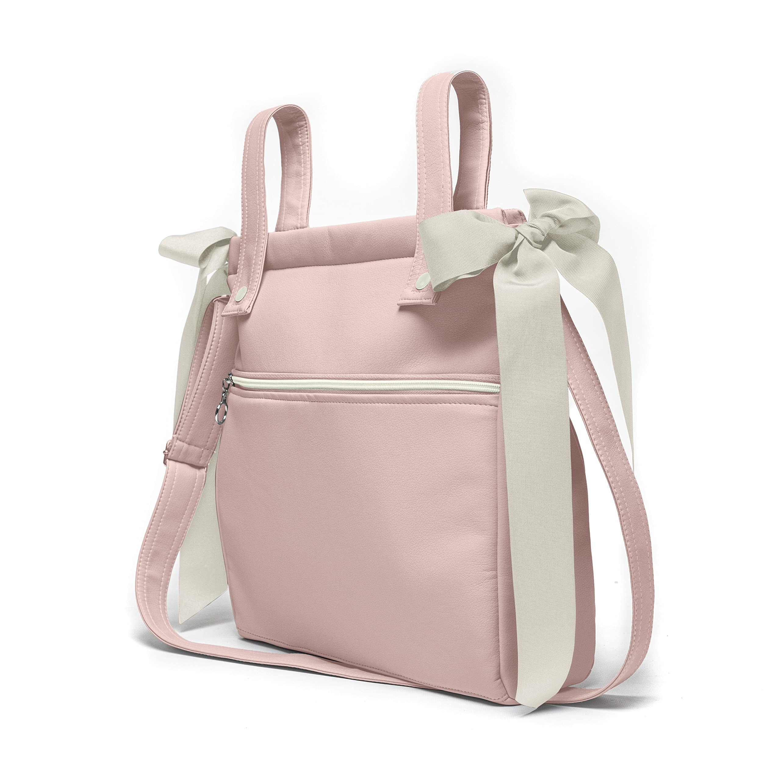 Bolsa panera de polipiel personalizada con nombre bordado - Bolso carro - Talega carrito de bebé - Rosa maquillaje - Nenel