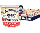 Ambrosia Raspberry Layered Porridge Pots With British Wholegrain Oats, Ready-to-Eat, 210 g (Pack of 6)