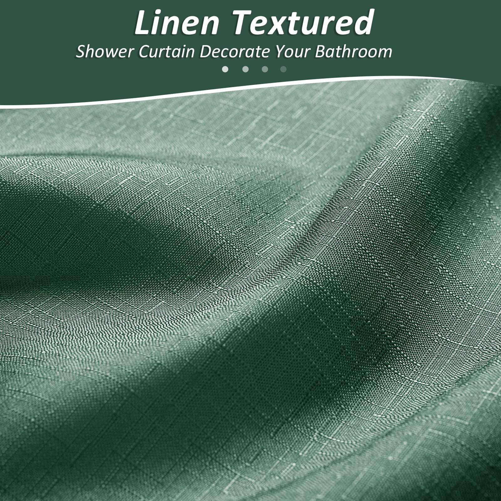 BTTN Rideau de douche extra long en tissu polyester texturé de lin avec 12 crochets en plastique pour salle de bain, 182,9 x 243,8 cm, blanc