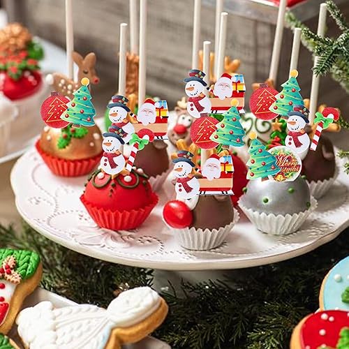 Vista 47 de Rsstarxi Paquete de 30 adornos navideños para cupcakes de hombre de jengibre con purpurina para baby shower, decoración para temática de Feliz