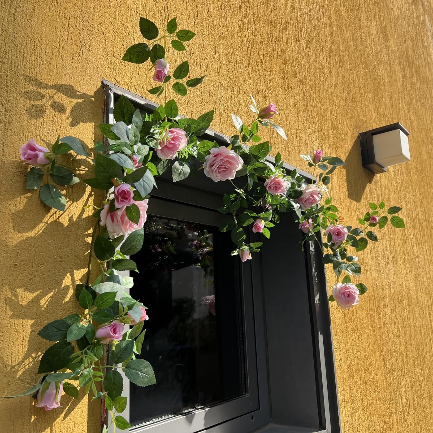 5.9FT Bendable Rose Flower Garlands, Artificial Silk Wild Roses Vine Hanging Flowers for Wall Fireplace Fence Trellis Wedding Baby Shower Home Spring Decor(Pink,2PC)