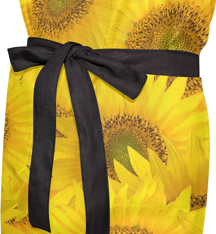 Amazon｜MASAI エプロン おしゃれ かわいい ひまわり柄 調整可能 動き