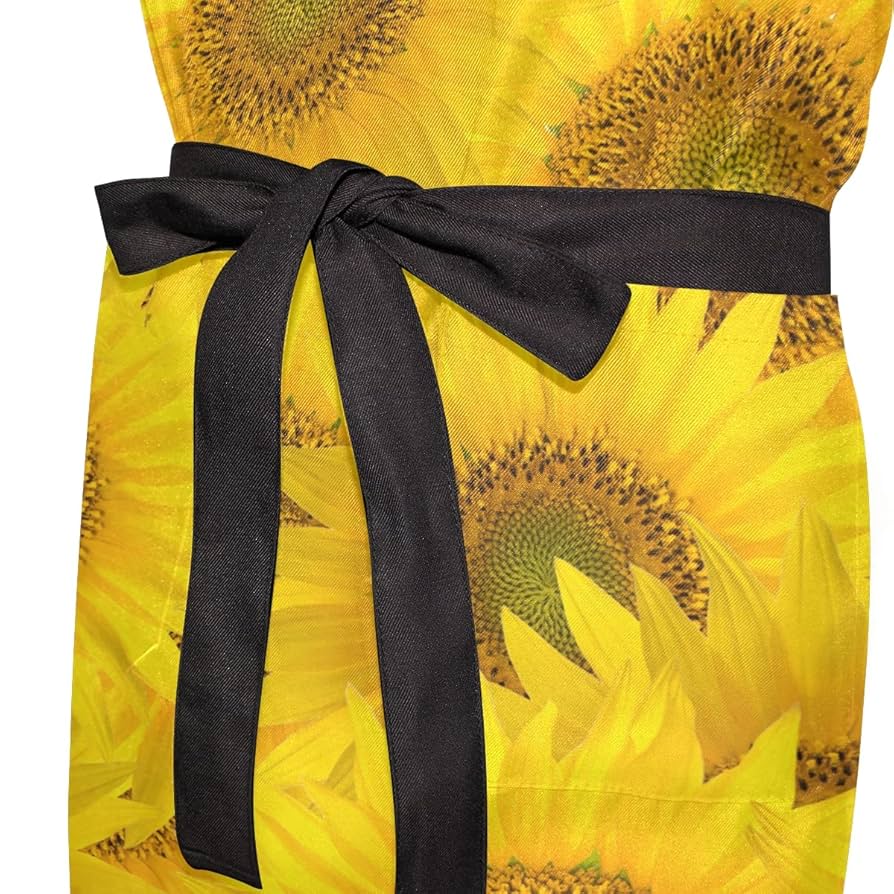 Amazon｜MASAI エプロン おしゃれ かわいい ひまわり柄 調整可能