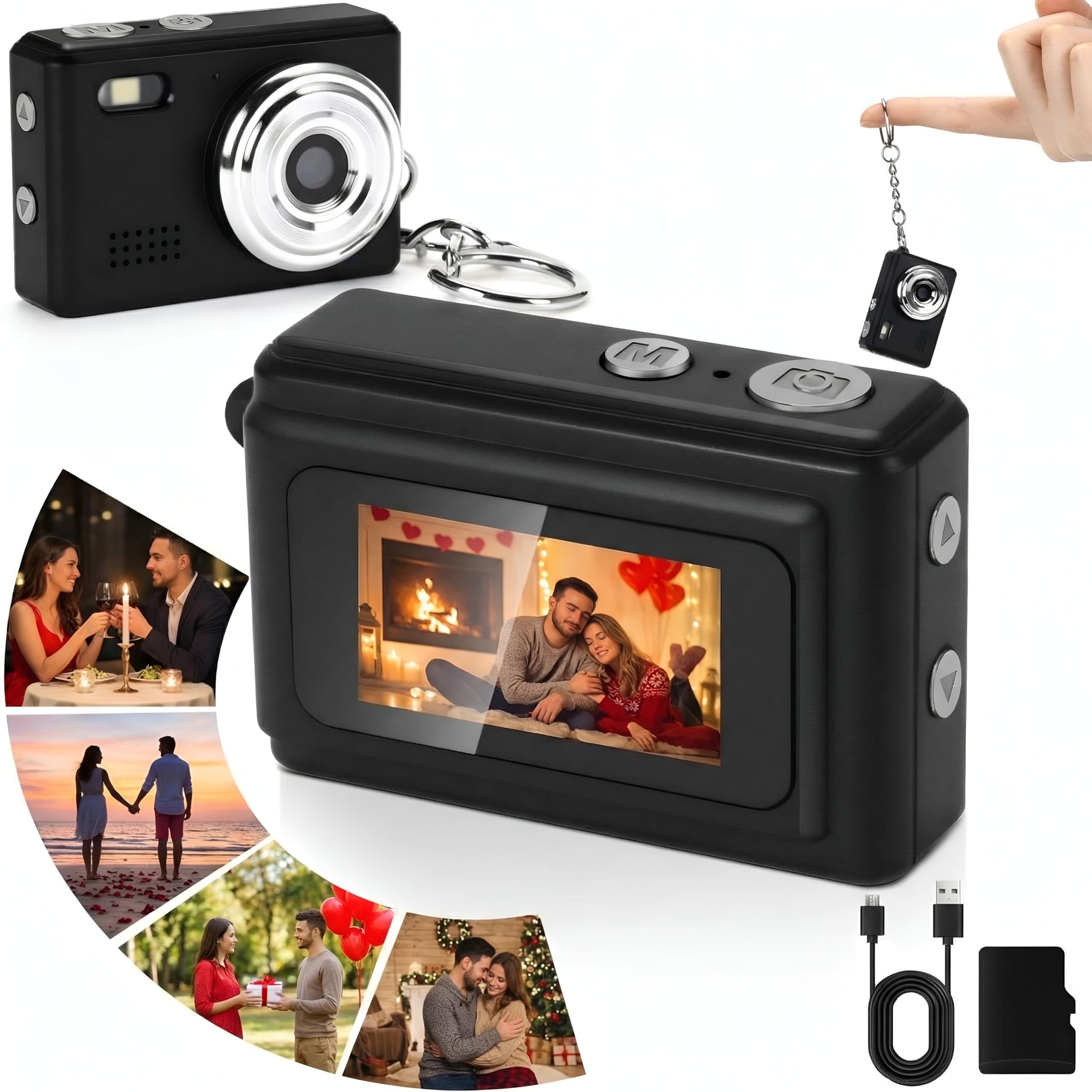 Relaxweex Mini Digital Camera Keychain 1080p Small Portable Photo Video Camera 100 Mins Battery Life Micro Camcorder Recorder for Valentines Gift
