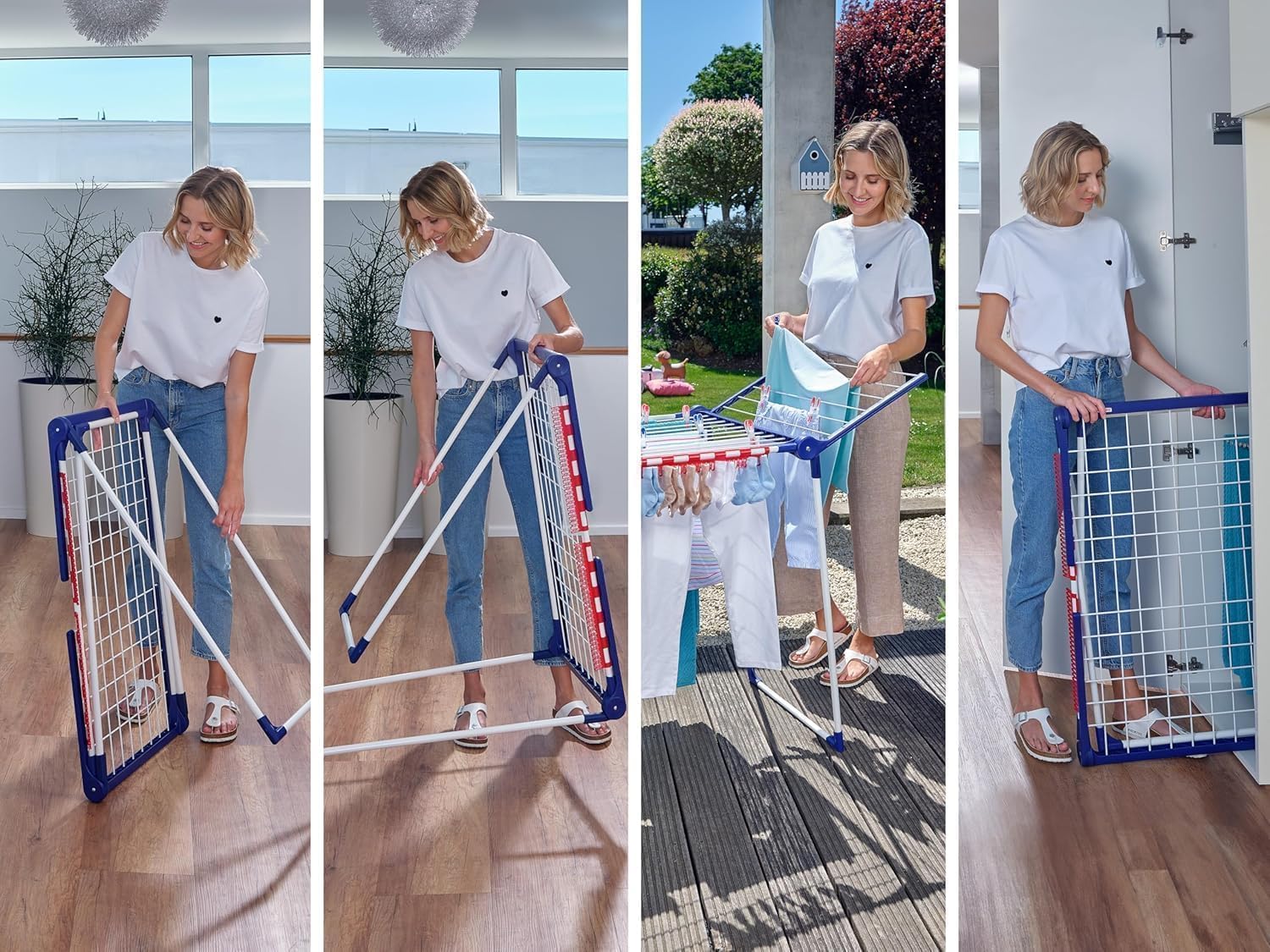 Leifheit Séchoir à Linge Pegasus 180 Solid, séchoir sur Pied Grande Surface d'étendage, étendoir à Linge Solide et Inoxydable, Un Accessoire