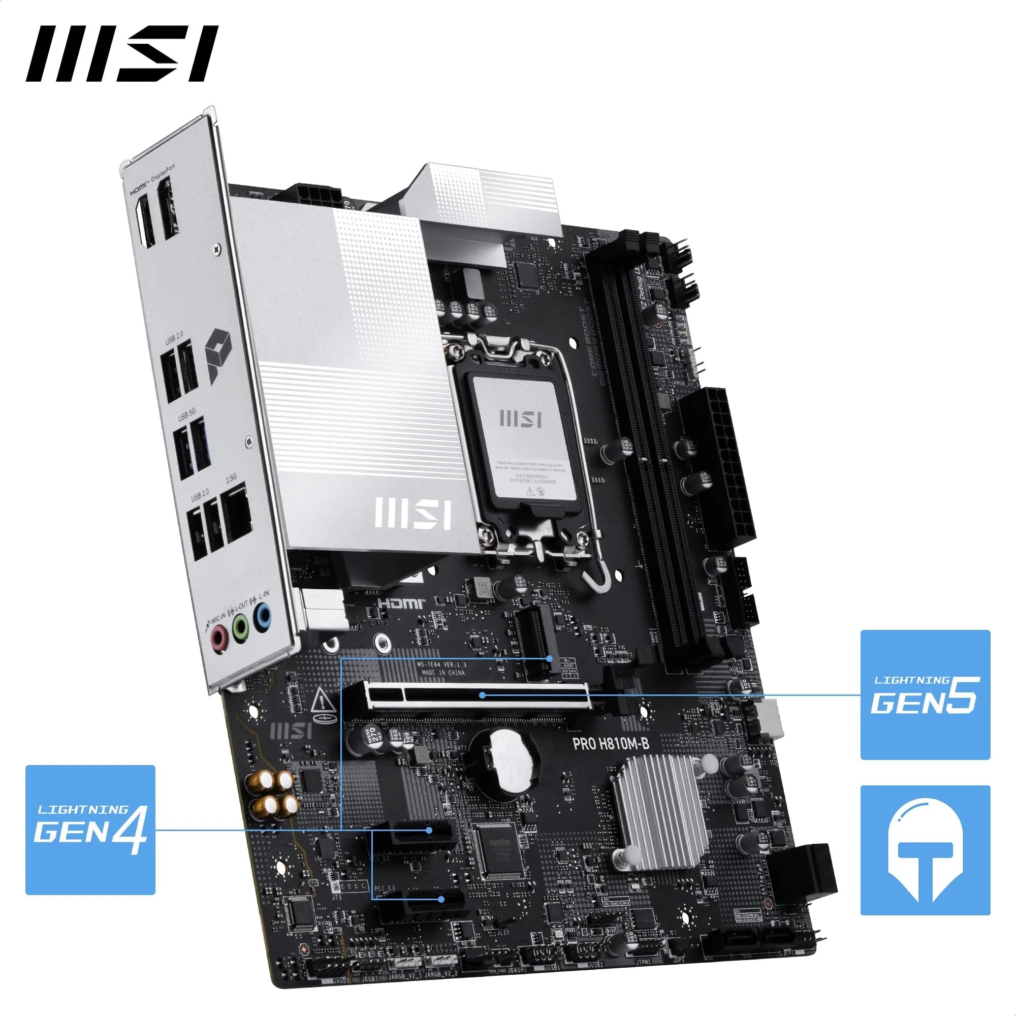 Msi Pro H810M-B Scheda Madre Intel H810 Lga 1851 [socket V1] Micro Atx (msi 1851 Pro H810M-B M-Atx)