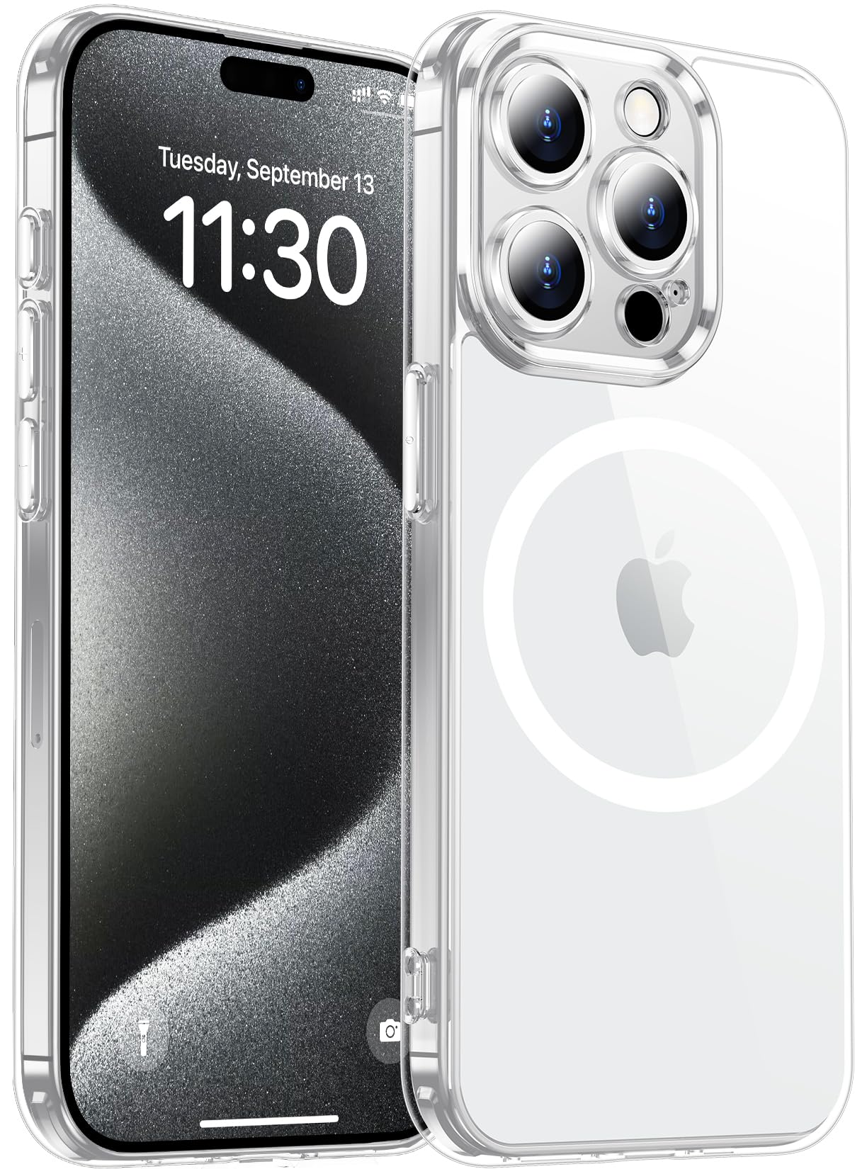 Red2Fire Magnetic for iPhone 15 Pro Case Clear,Upgraded Full Camera Protection,Compatible with Magsafe,Anti-Yellowing Shockproof Protective Phone Case for iPhone 15 Pro - Clear