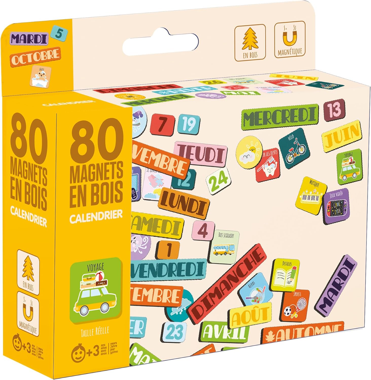 80 Wooden Magnets - Learn The Days, Months and Seasons - to Accompany The Boards - Wooden Magnets - Organise Your Planner - Cpffret 17 x 15 x 4 cm - Ages 3+