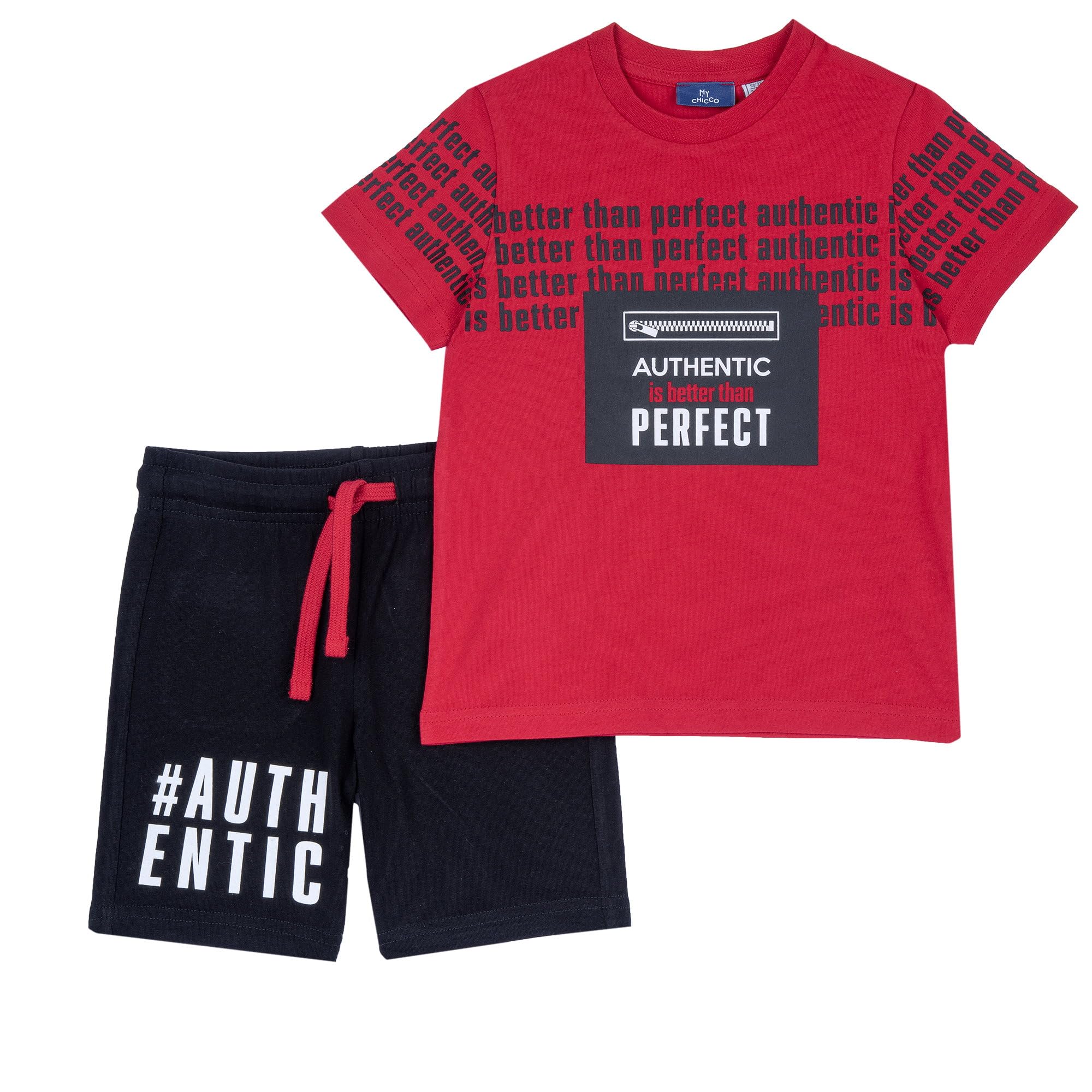 Chicco, Komplette Baby mit T-Shirt und Kurze Hose mit Elastischem Bund, mit Modernen und Trendigen Grafiken, 100% Baumwolle, Maschinenwaschbar, Baby und Junge Kleidung, Entworfen in Italien