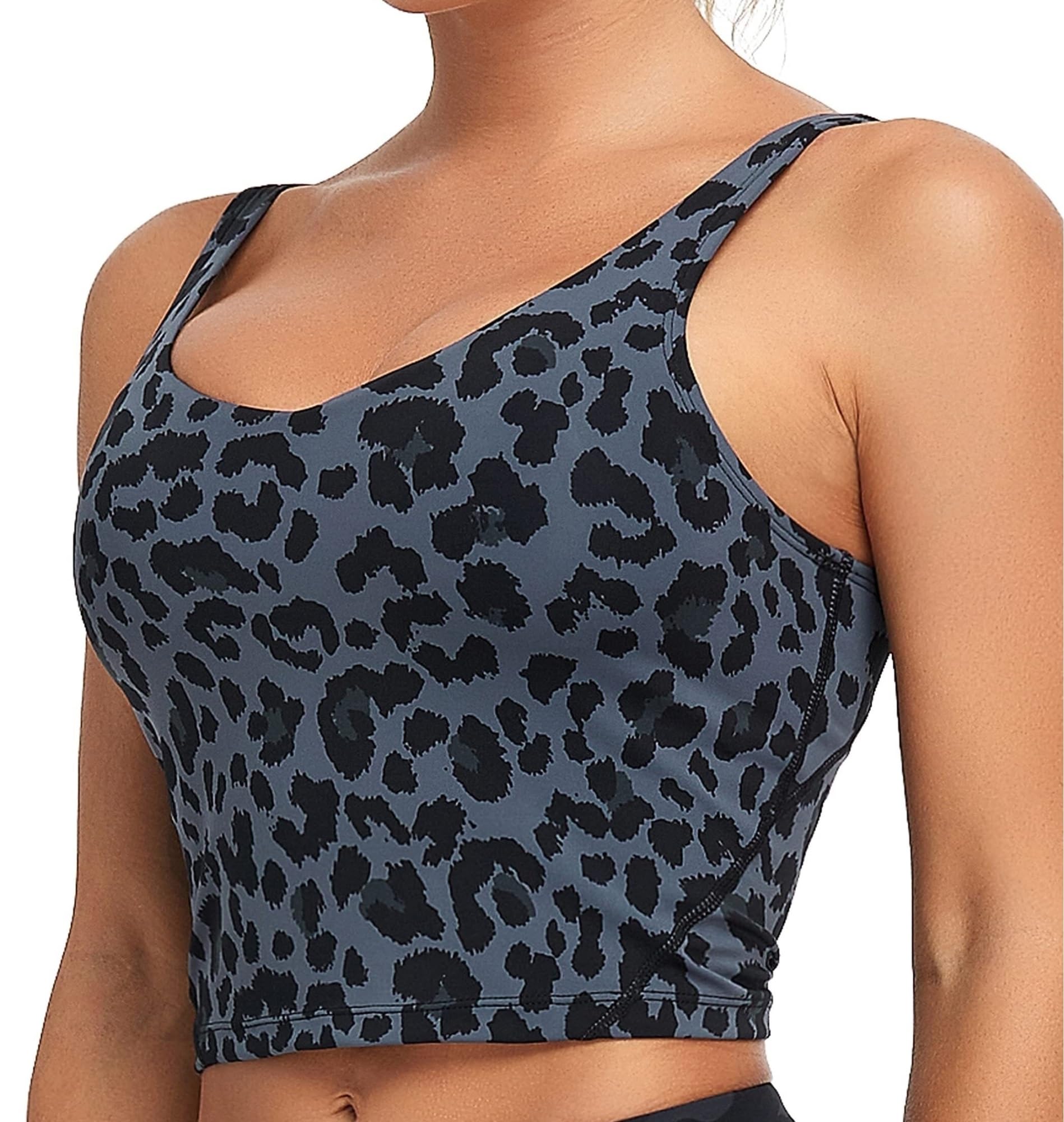 Reggiseno Sportivo Reggiseno Sportivo Imbottito con Stampa Leopardata da Donna, Traspirante E Confortevole for Yoga Fitness Donna(Leopard-Blue,Large)