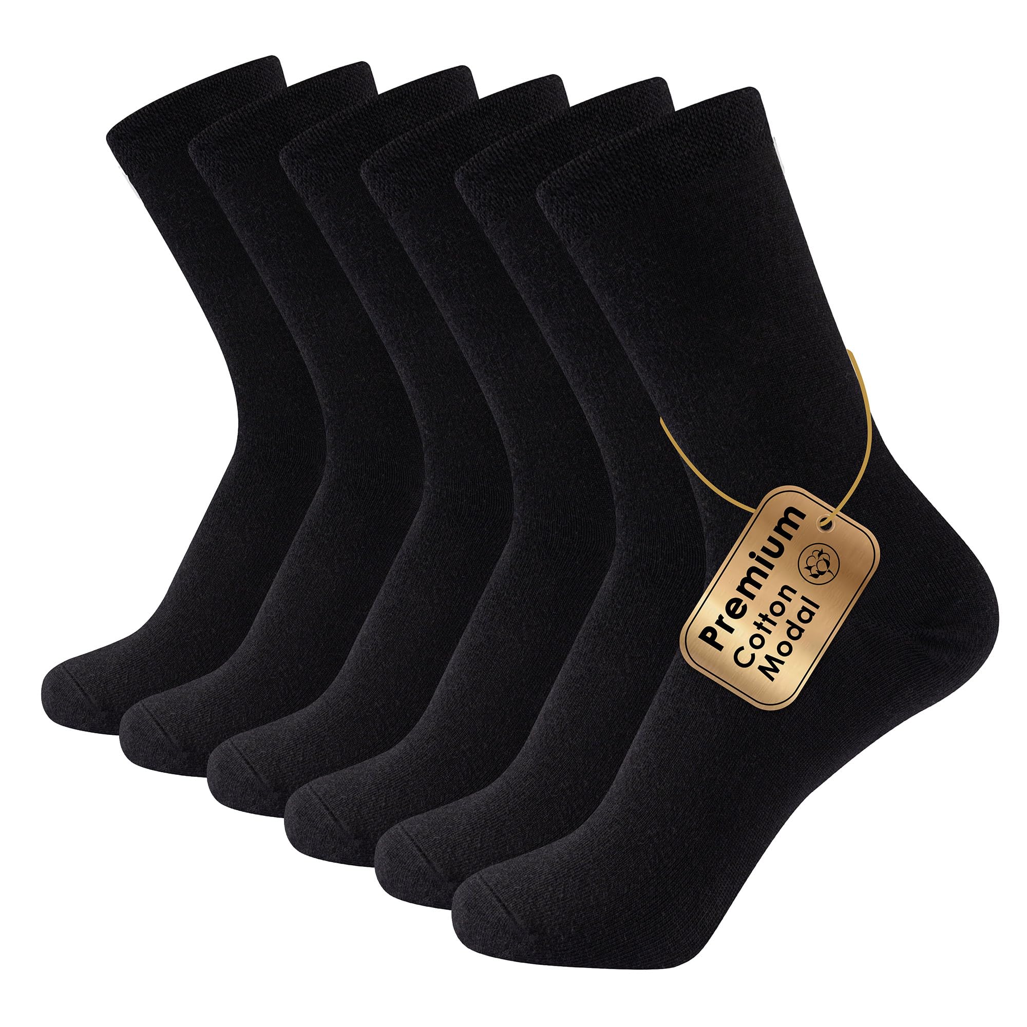 The Essentials Wardrobe 6PK Mens Premium Modal Blend Socks - UK 6-8.5/EU 39-42.5 - Black
