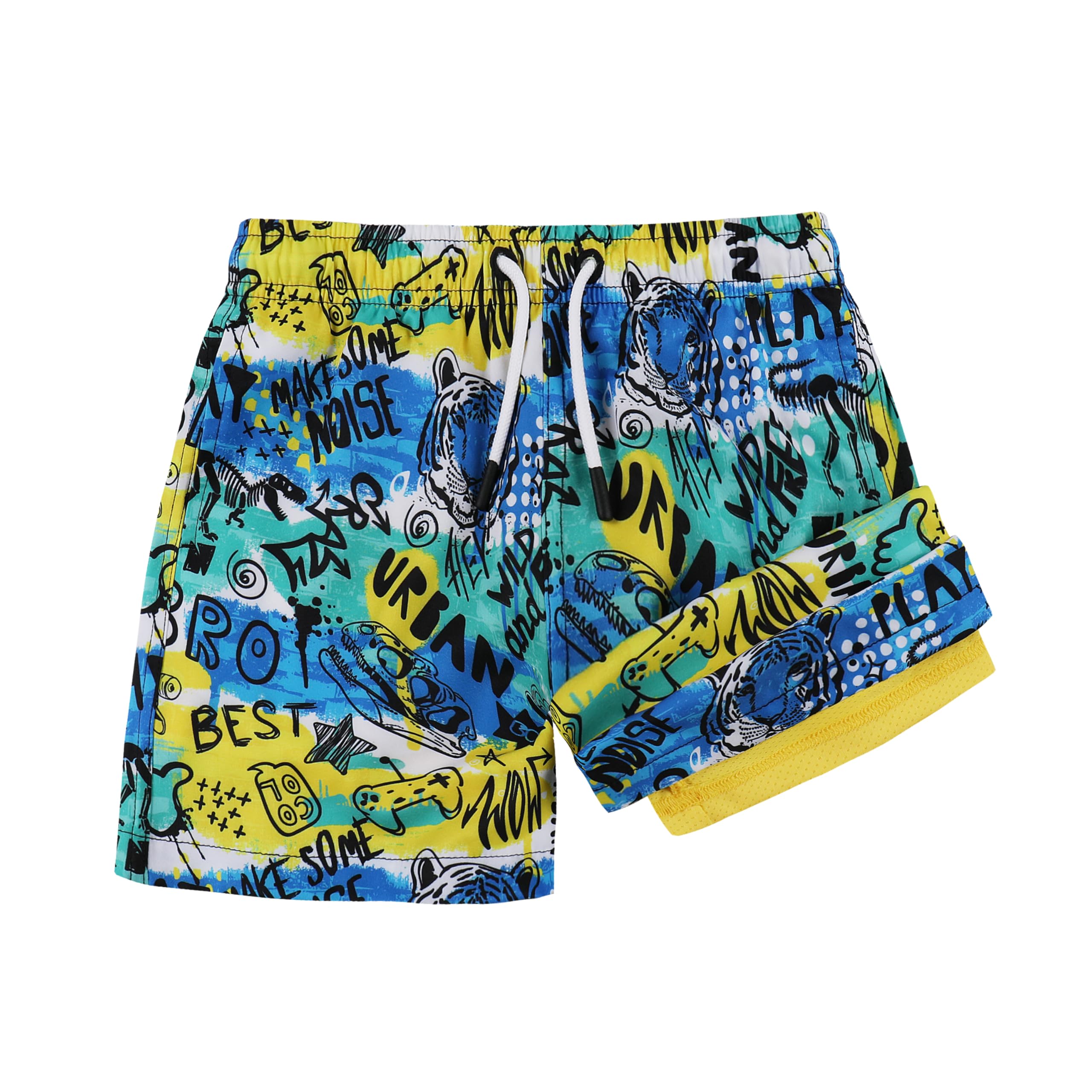 MILANKERR Toddler Boys Swim Trunks with Compression Air Holes Liner Quick Dry Boys Bathing Costumes