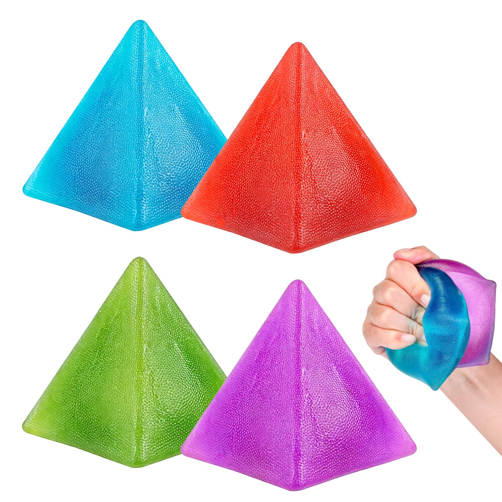 Pyramid Squishy Toys, 4Pcs Squishy Stress Balls Squeeze Toys, Sugar Squishy Slow Rising Fidget Toys for Adults Kids Stress Anxiety Relief, Birthday Gifts Party Favors — image 1